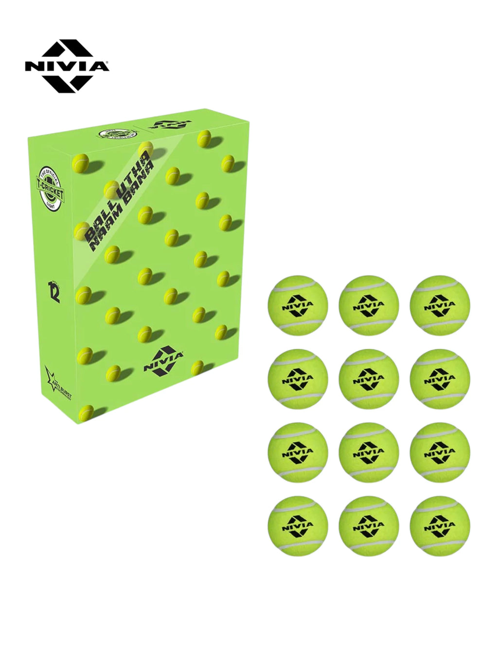 NIVIA Green Light Cricket Tennis Balls(Pack of 12)