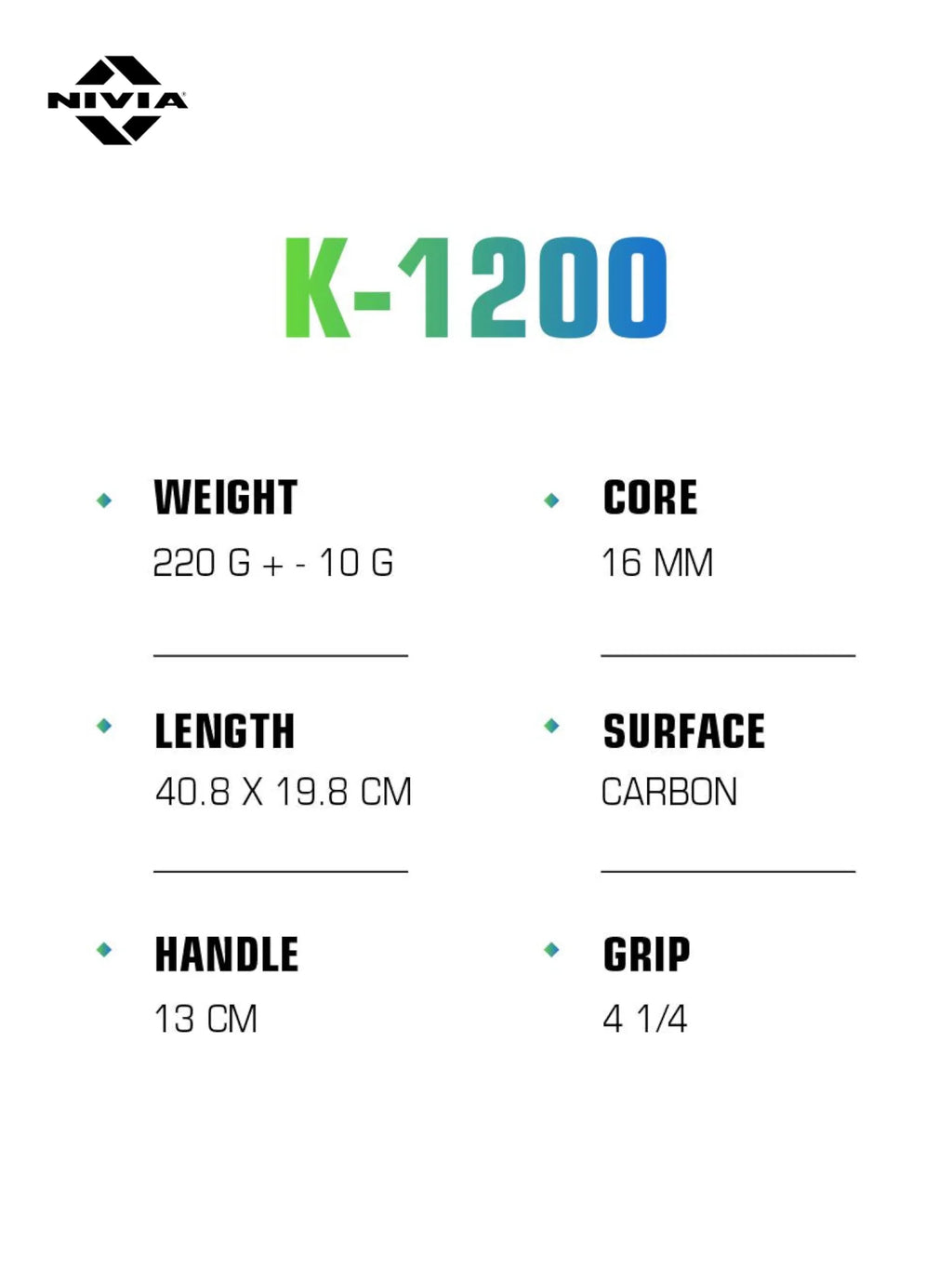 NIVIA K-1200 Pickleball Paddle