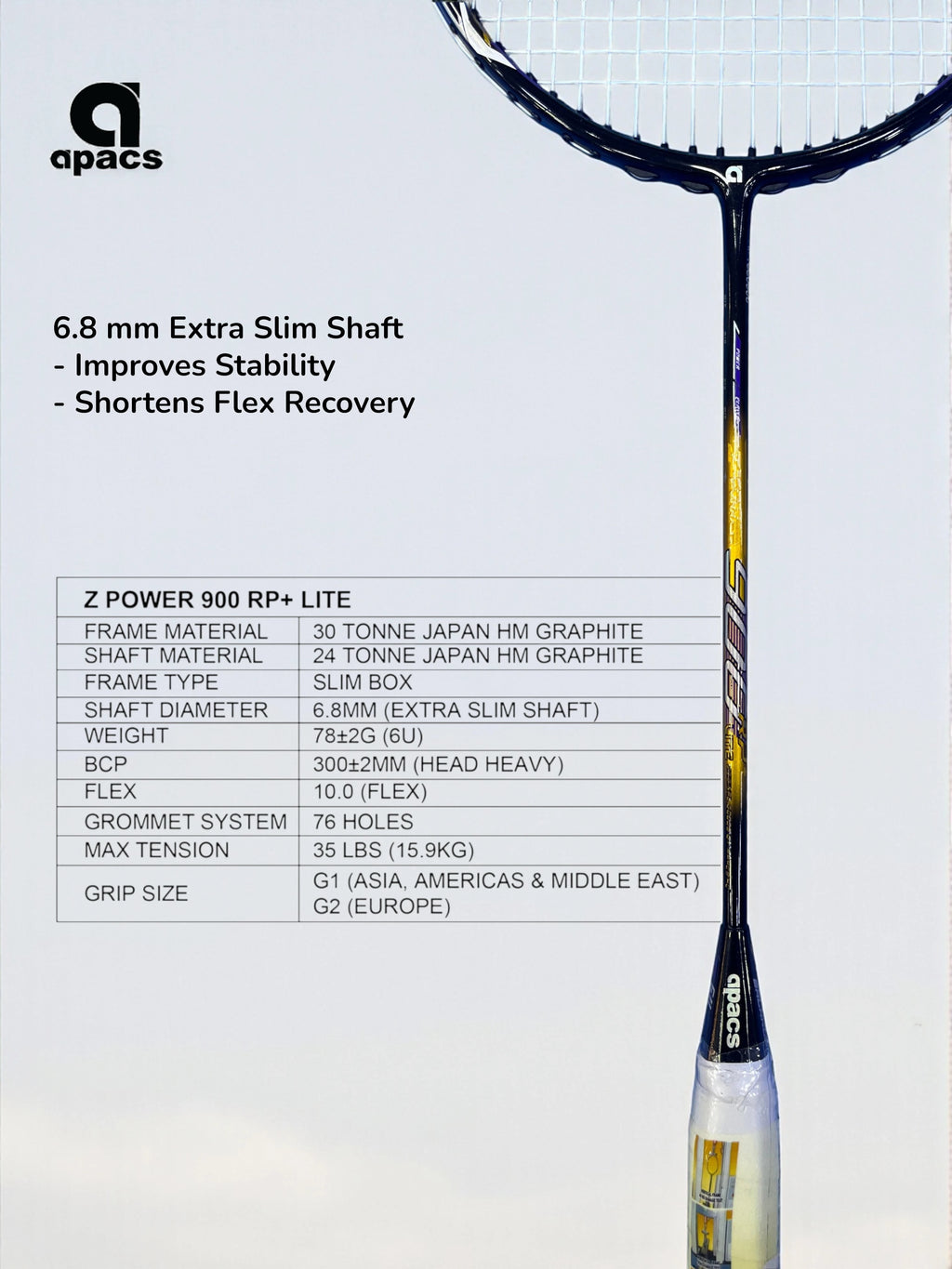 APACS Z Power 900 RP+ Lite Badminton Racquet