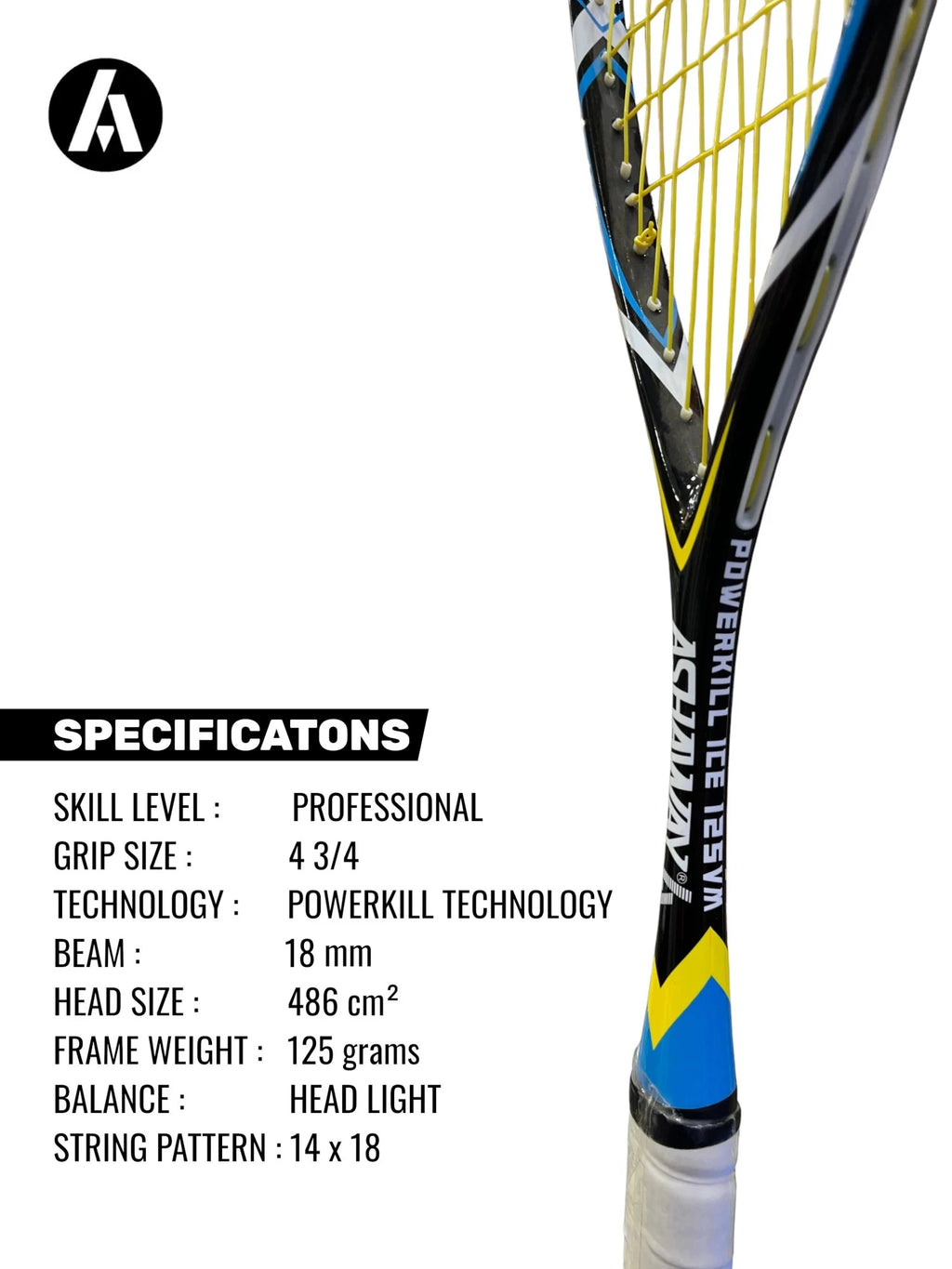 ASHAWAY Powerkill Ice 125 Squash Racket