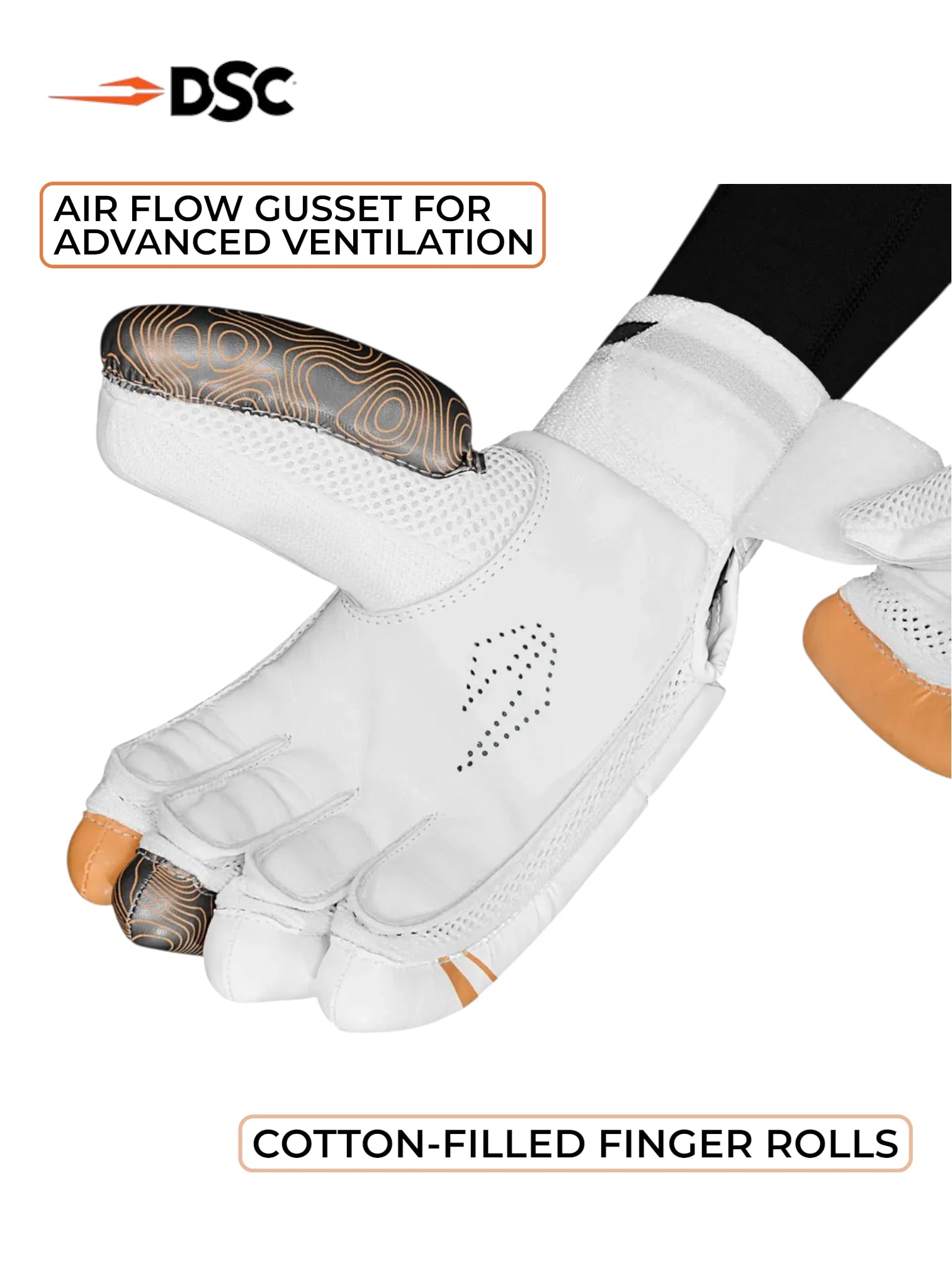 DSC Atmos Batting Gloves (Grey/Orange)