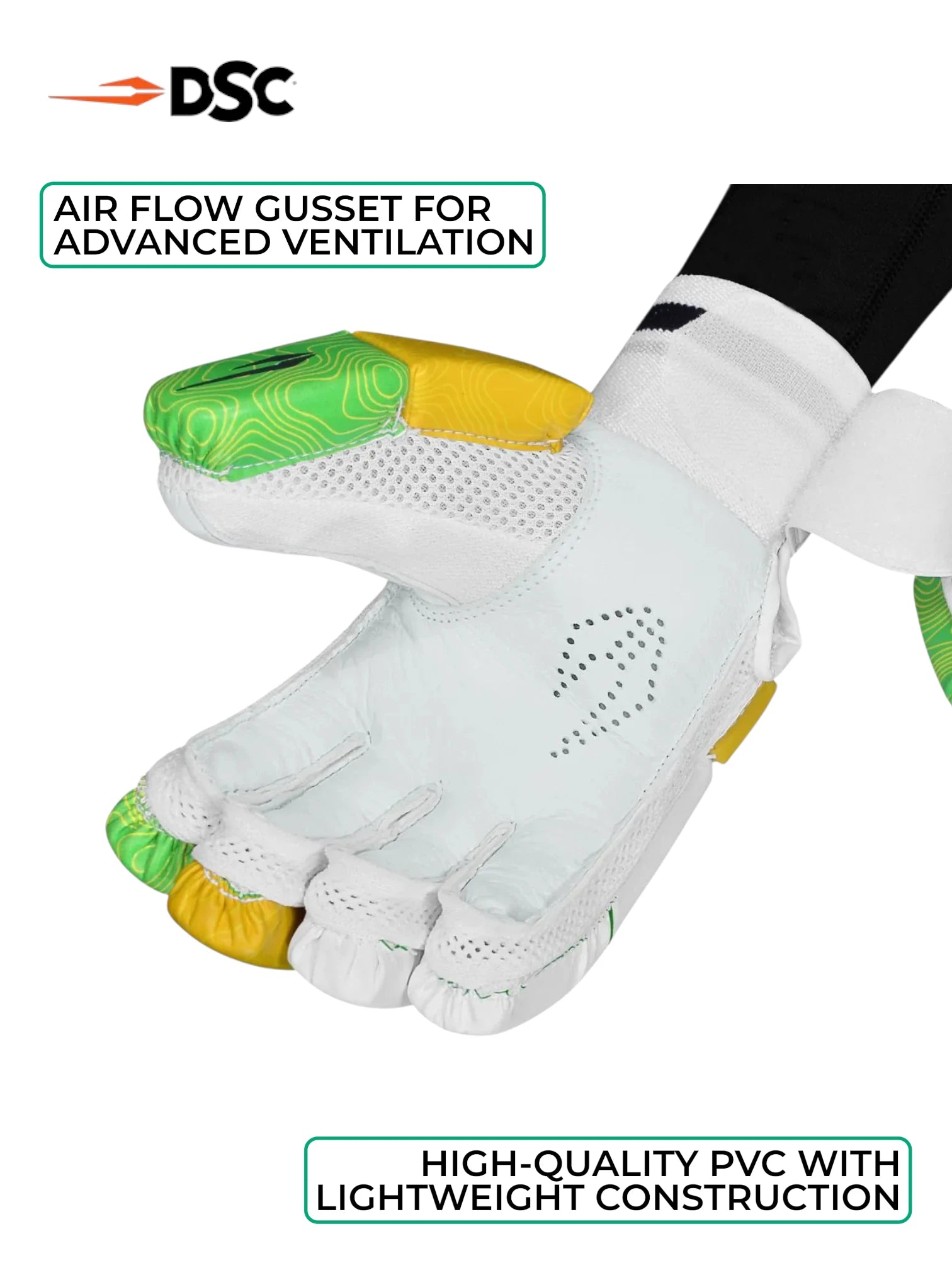 DSC Attitude Batting Gloves (Green/Yellow)