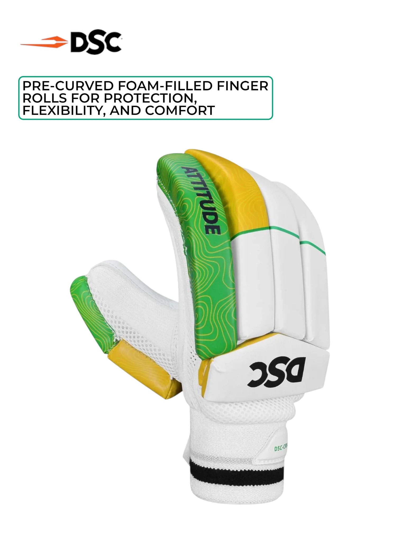 DSC Attitude Batting Gloves (Green/Yellow)