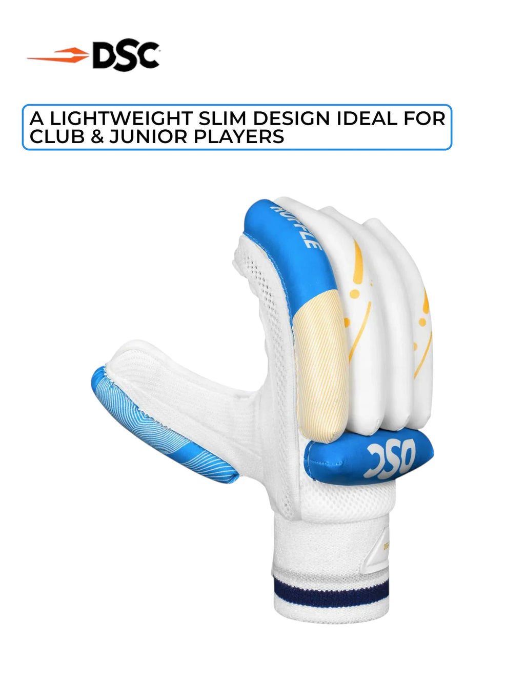 DSC Ruffle Batting Gloves (Blue/Yellow)