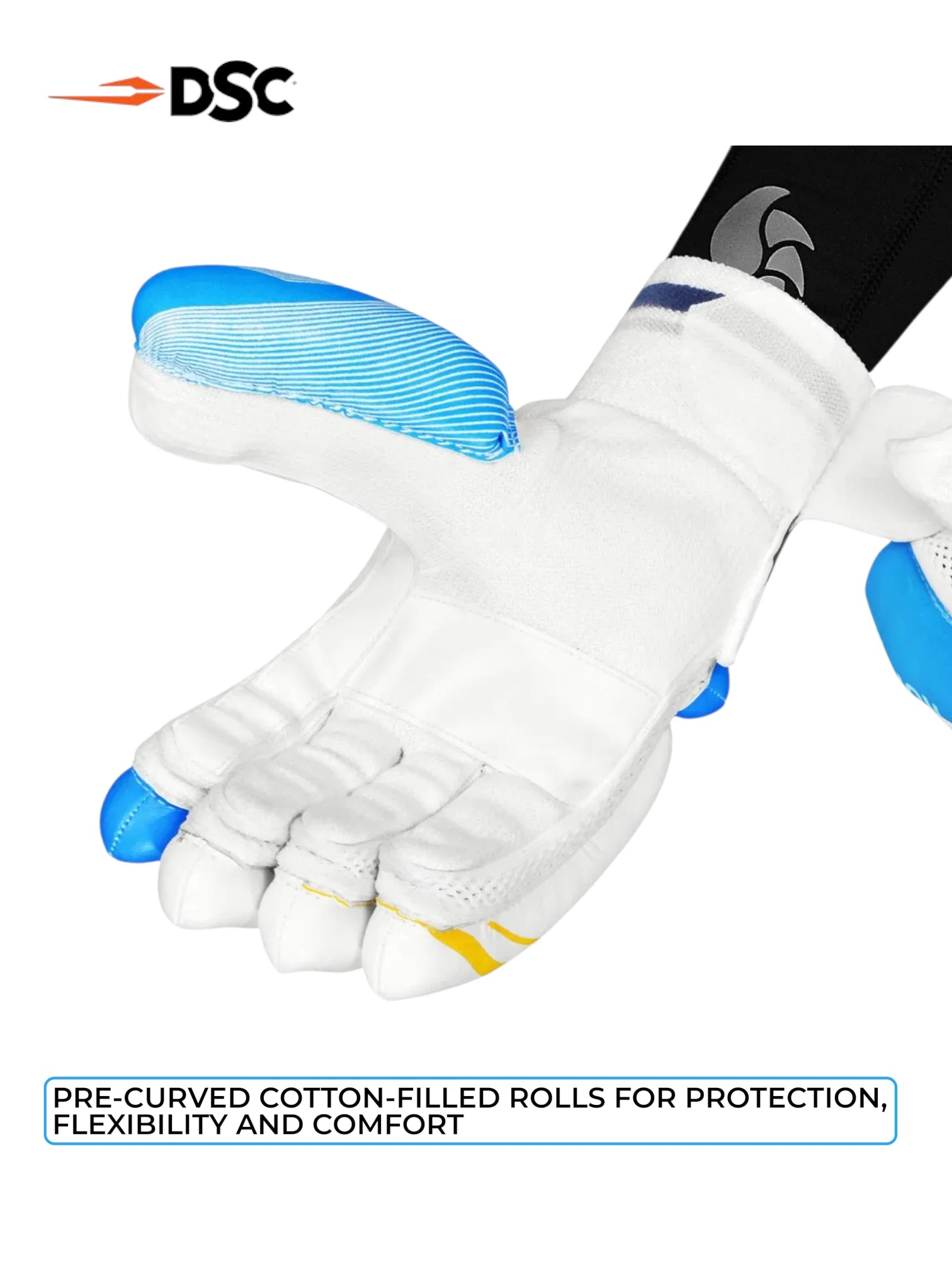 DSC Ruffle Batting Gloves (Blue/Yellow)