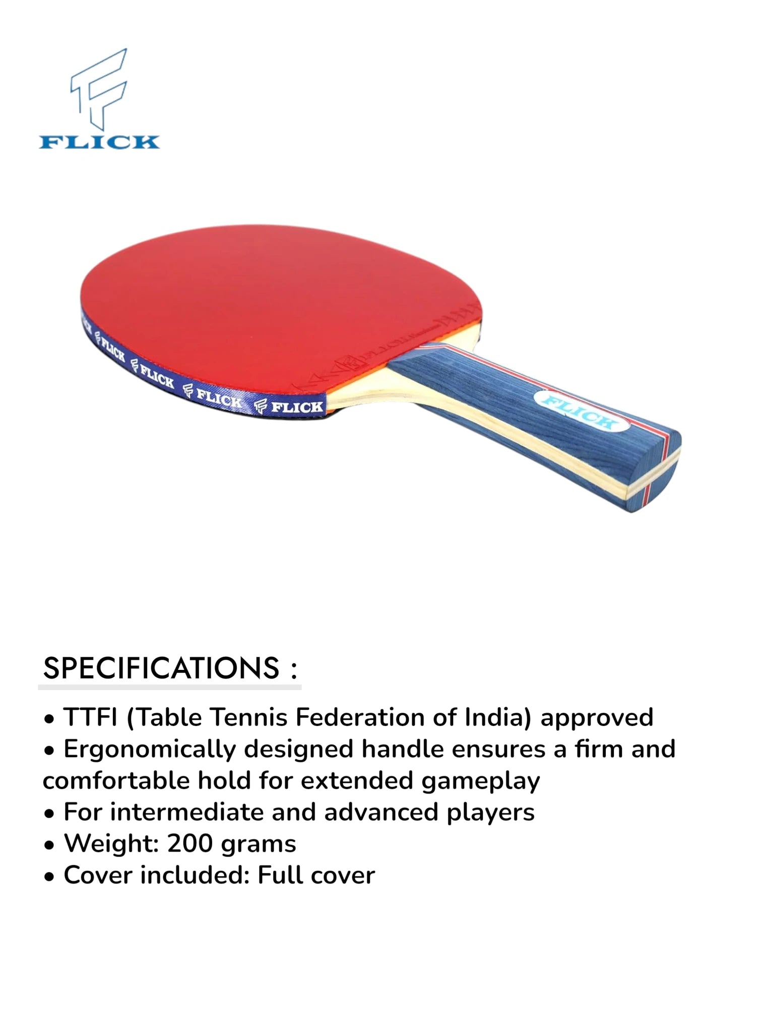 FLICK Hurricane Plus Table Tennis Racquet