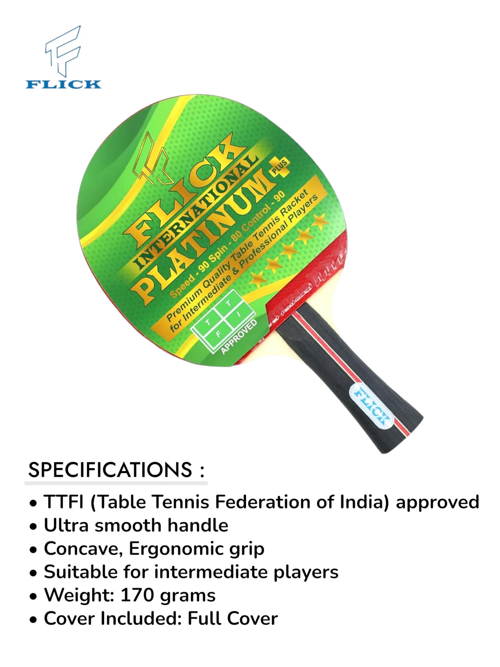 FLICK Platinum Plus Table Tennis Racquet