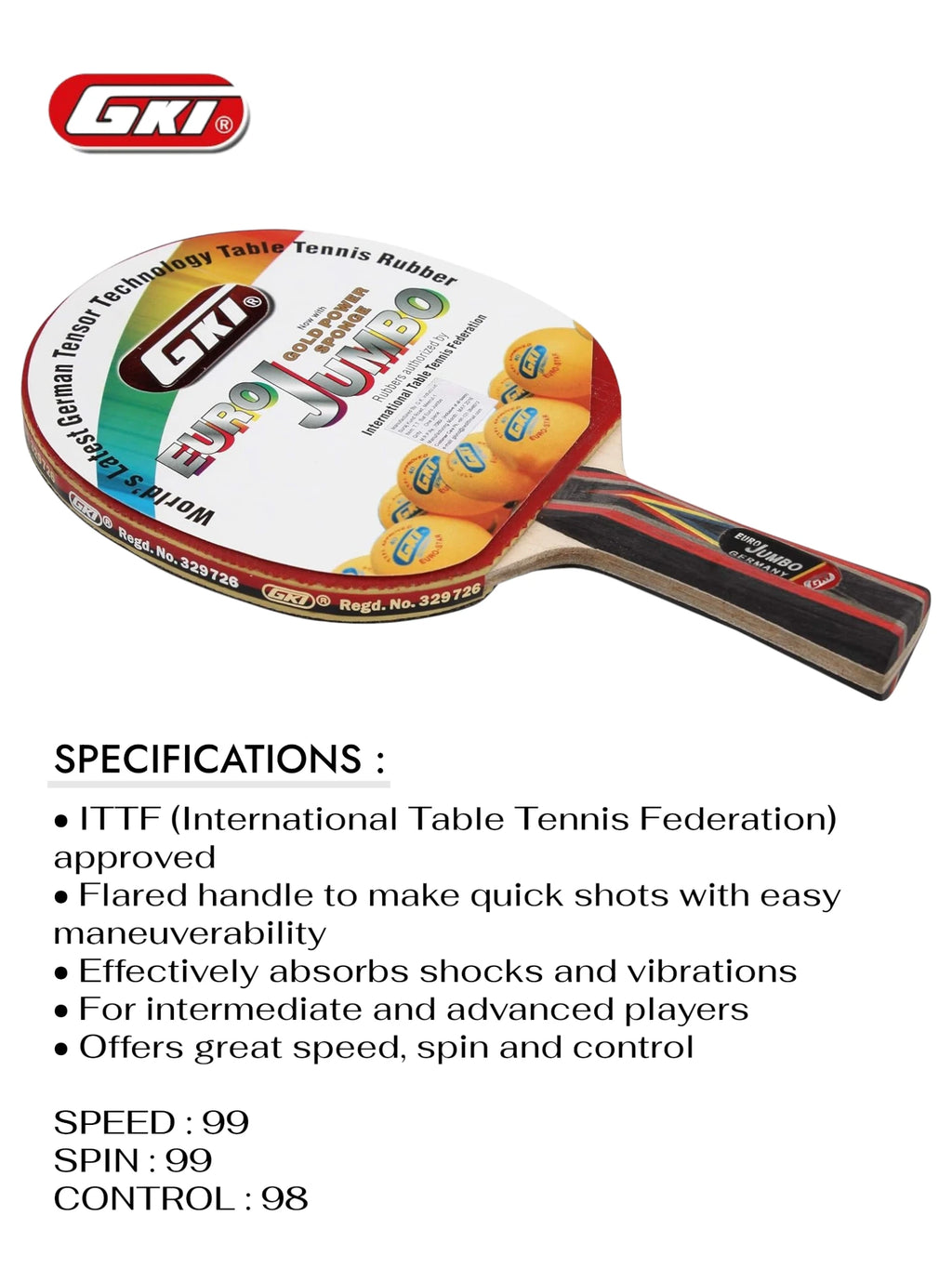GKI Euro Jumbo Table Tennis Racquet