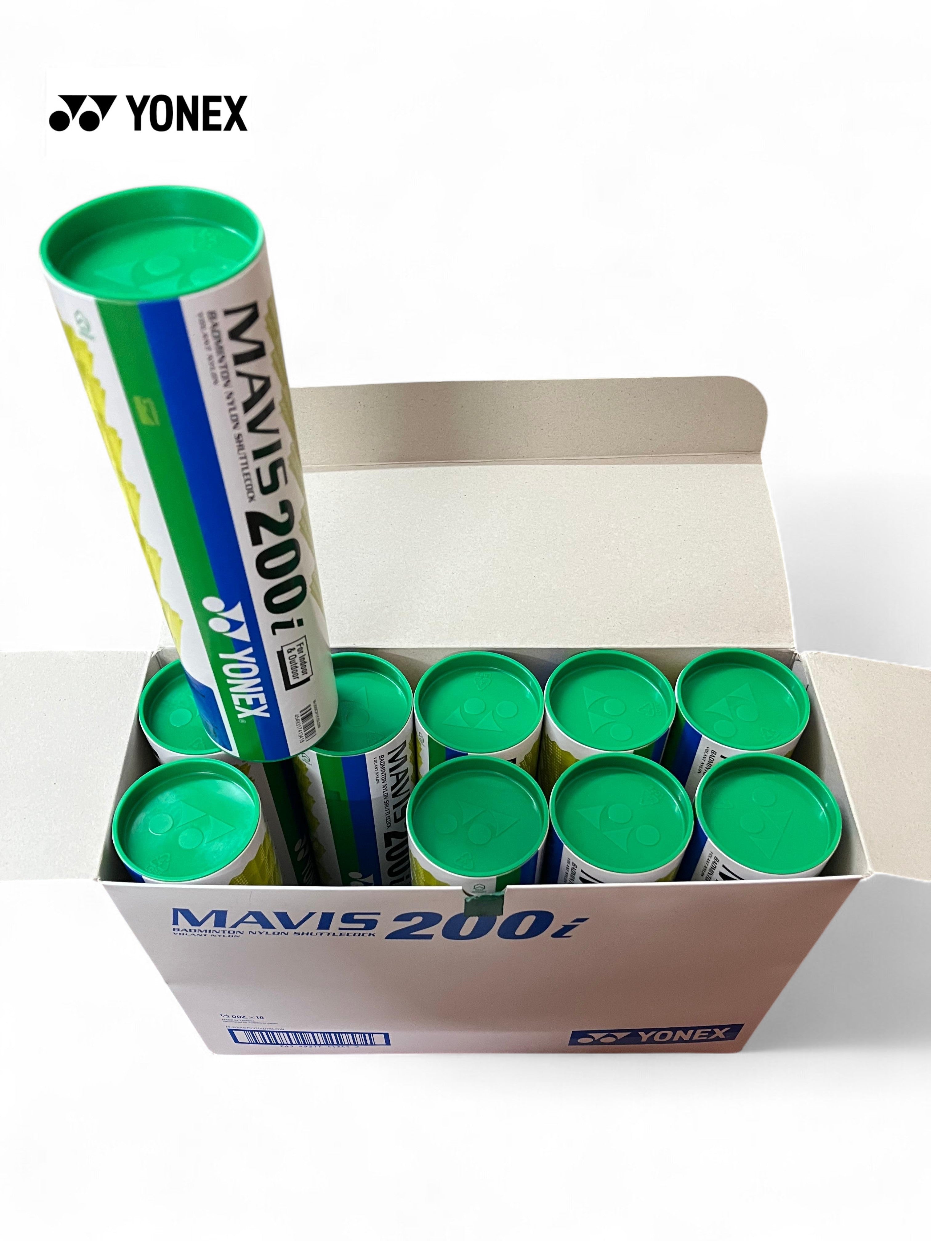 YONEX Mavis 200i Nylon Shuttlecock Box (Green Yellow, Pack of 10 tubes)