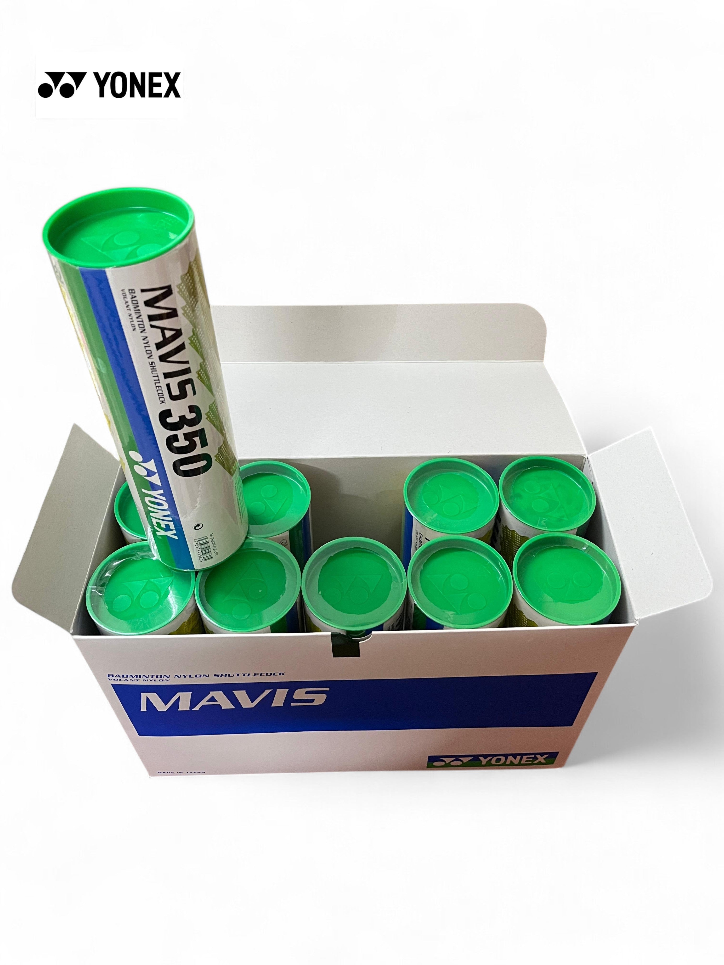 YONEX Mavis 350 Nylon Shuttlecock Box (Green Yellow, Pack of 10 tubes)