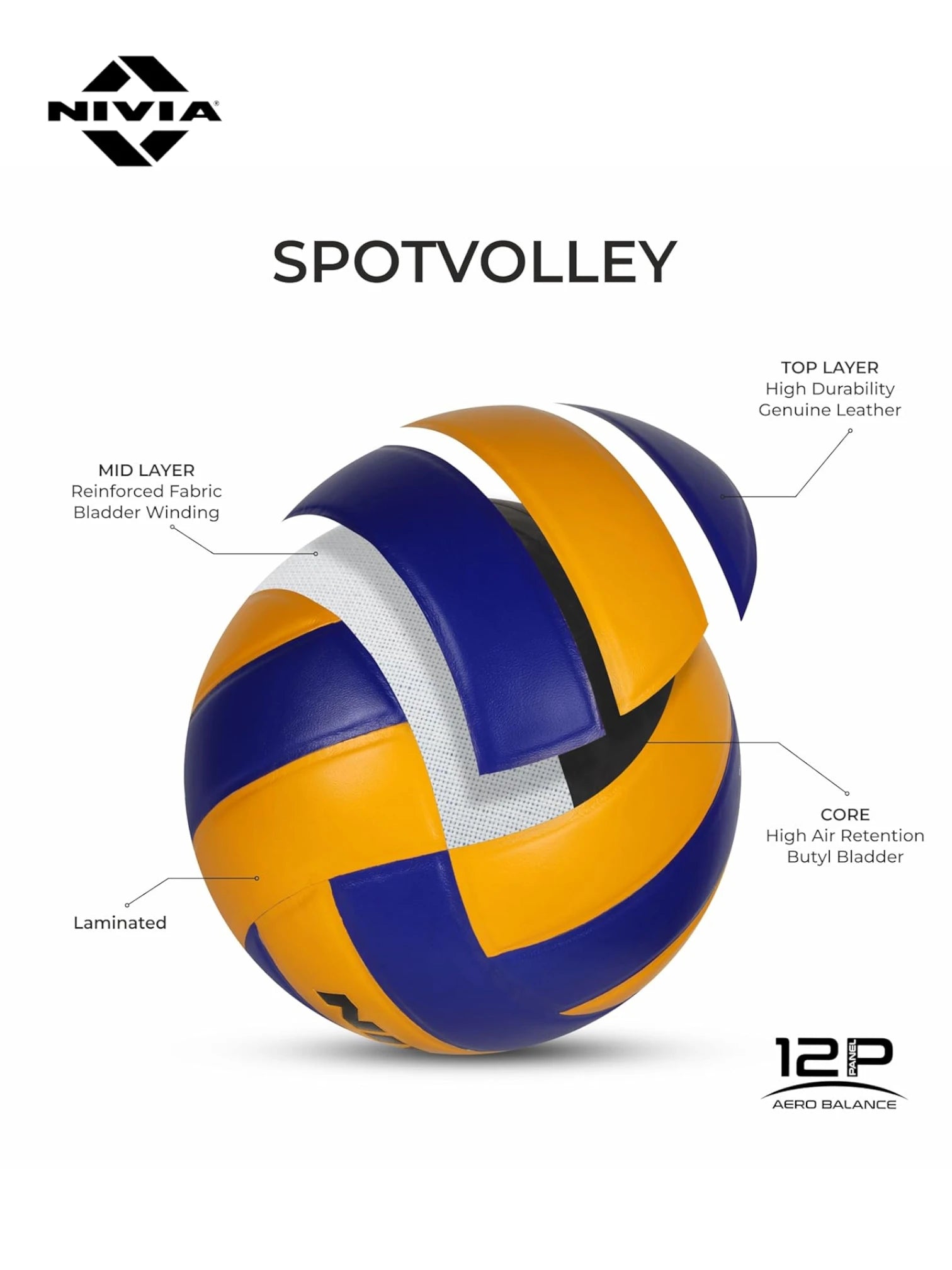 NIVIA SPOTVOLLEY VFI Approved Leather Match Volleyball