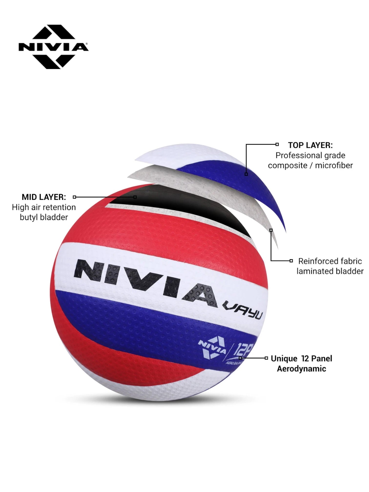 NIVIA VAYU Microfiber laminated Volleyball