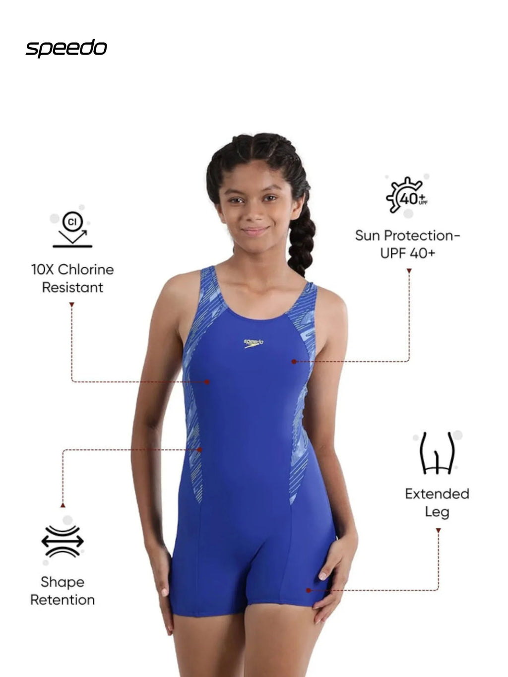SPEEDO Girl's Endurance10 Hyperboom Splice Muscleback Legsuit Swimwear