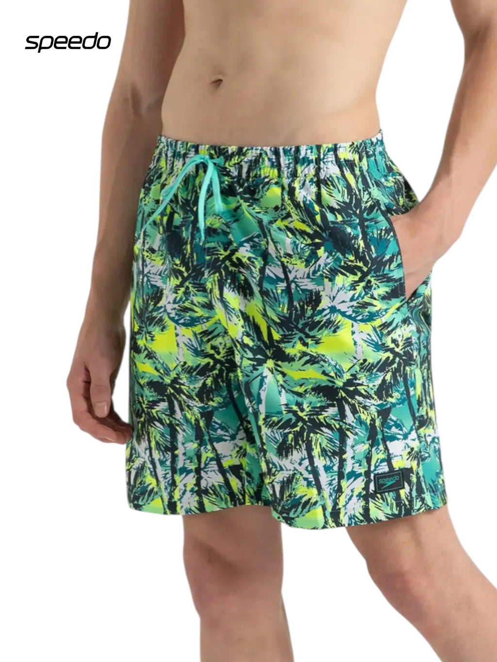 SPEEDO Men's Comfort Printed Watershorts With Side Pockets - Swell Green/Arctic Glass