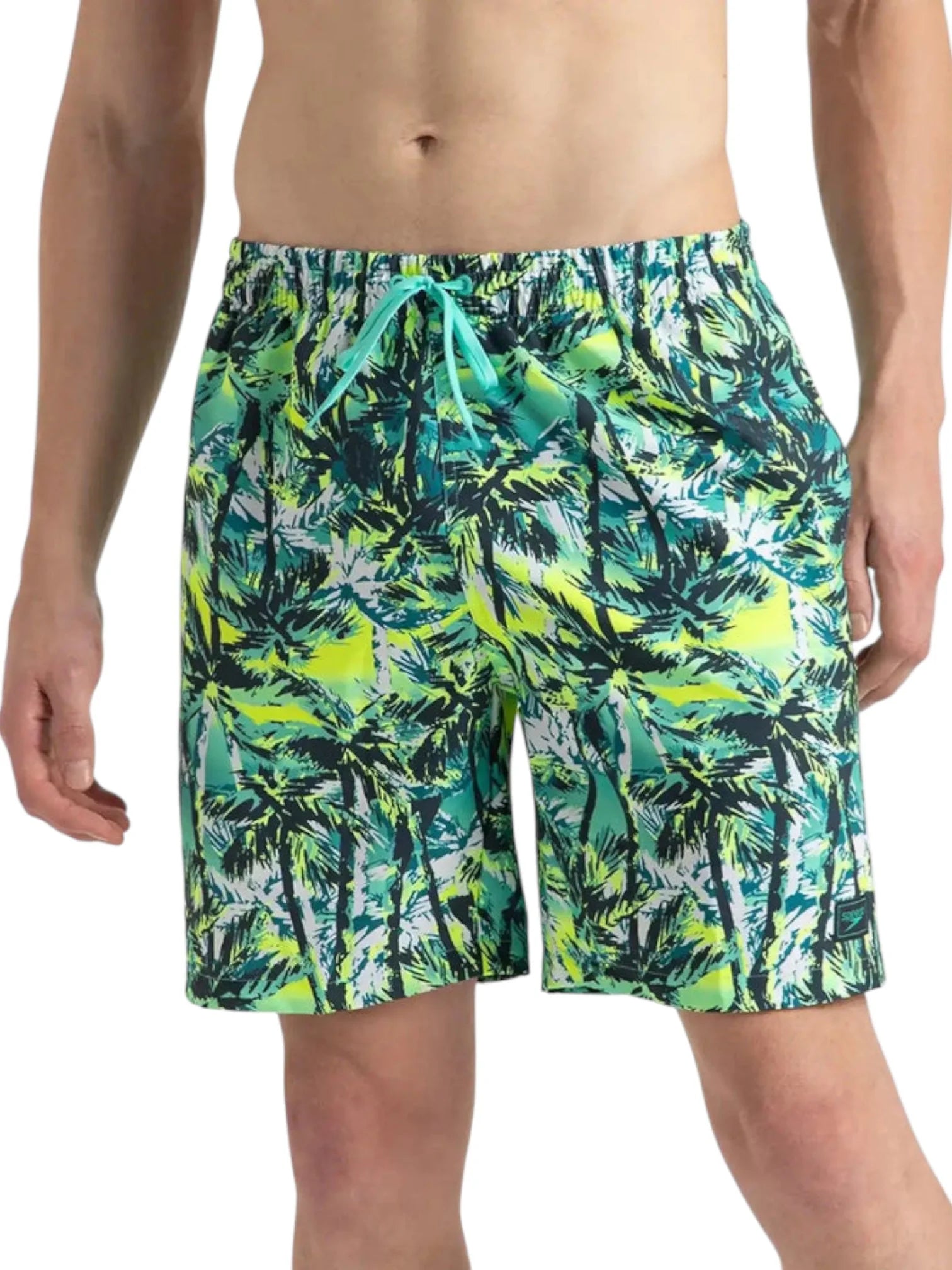 SPEEDO Men's Comfort Printed Watershorts With Side Pockets - Swell Green/Arctic Glass