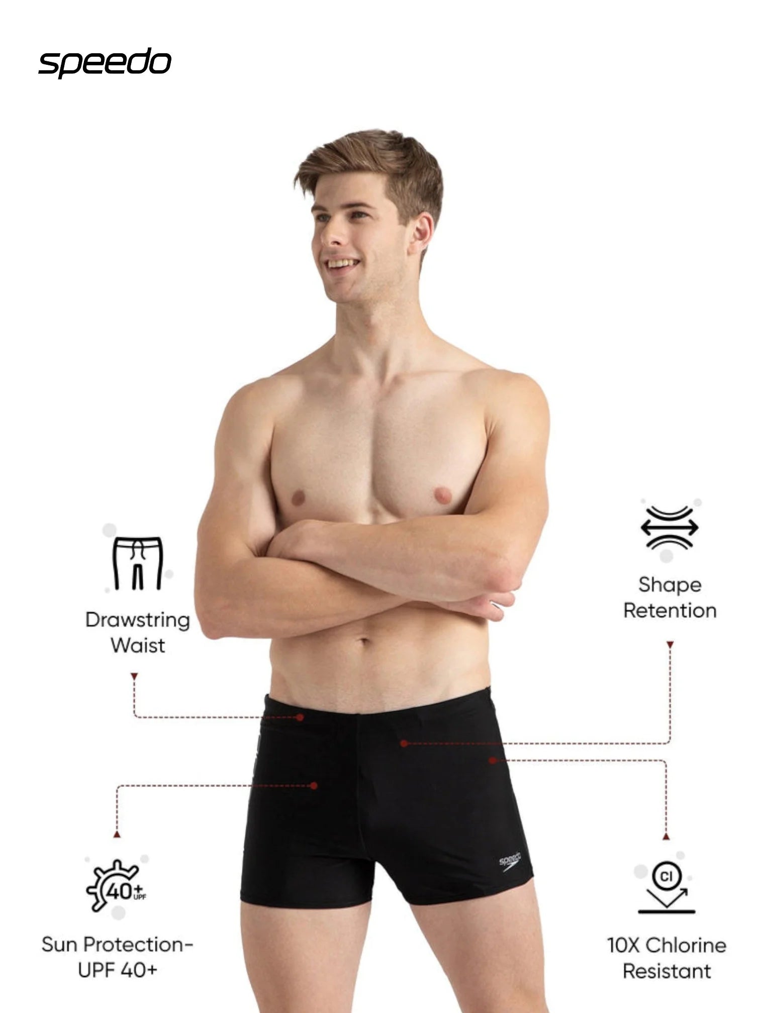 SPEEDO Men's Endurance10 Graphic Print Essential Aquashort - Black/Elephant