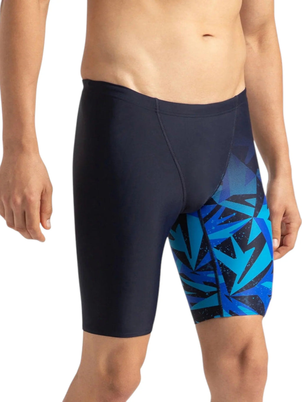 SPEEDO Men's Endurance10 Hyperboom Print V-Cut Jammer Swimwear - True Navy/Blue Flame/Pool