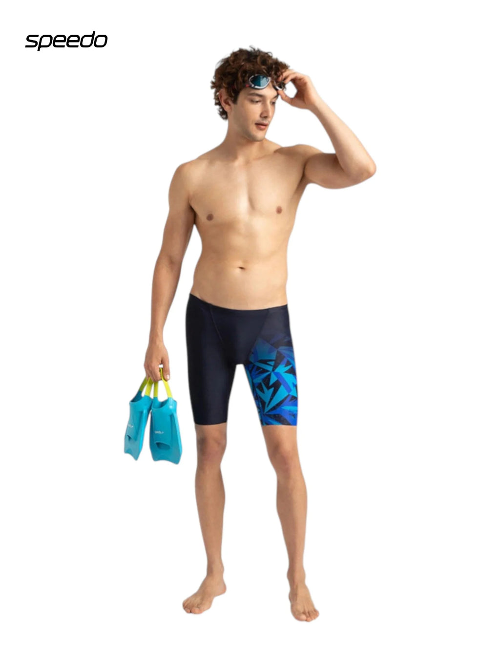SPEEDO Men's Endurance10 Hyperboom Print V-Cut Jammer Swimwear - True Navy/Blue Flame/Pool