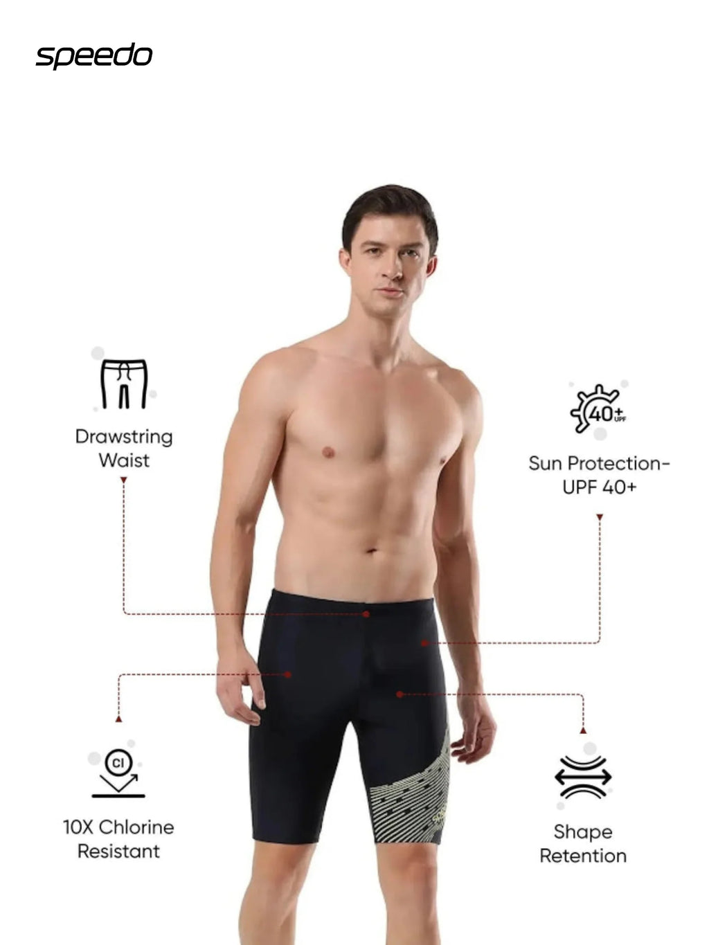SPEEDO Men's Endurance10 Medley Logo Jammer Swimwear - True Navy/Lemondrizzle