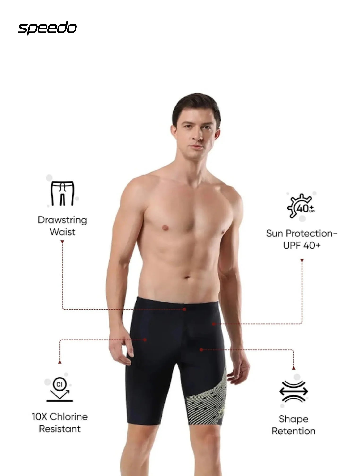 SPEEDO Men's Endurance10 Medley Logo Jammer Swimwear - True Navy/Lemondrizzle
