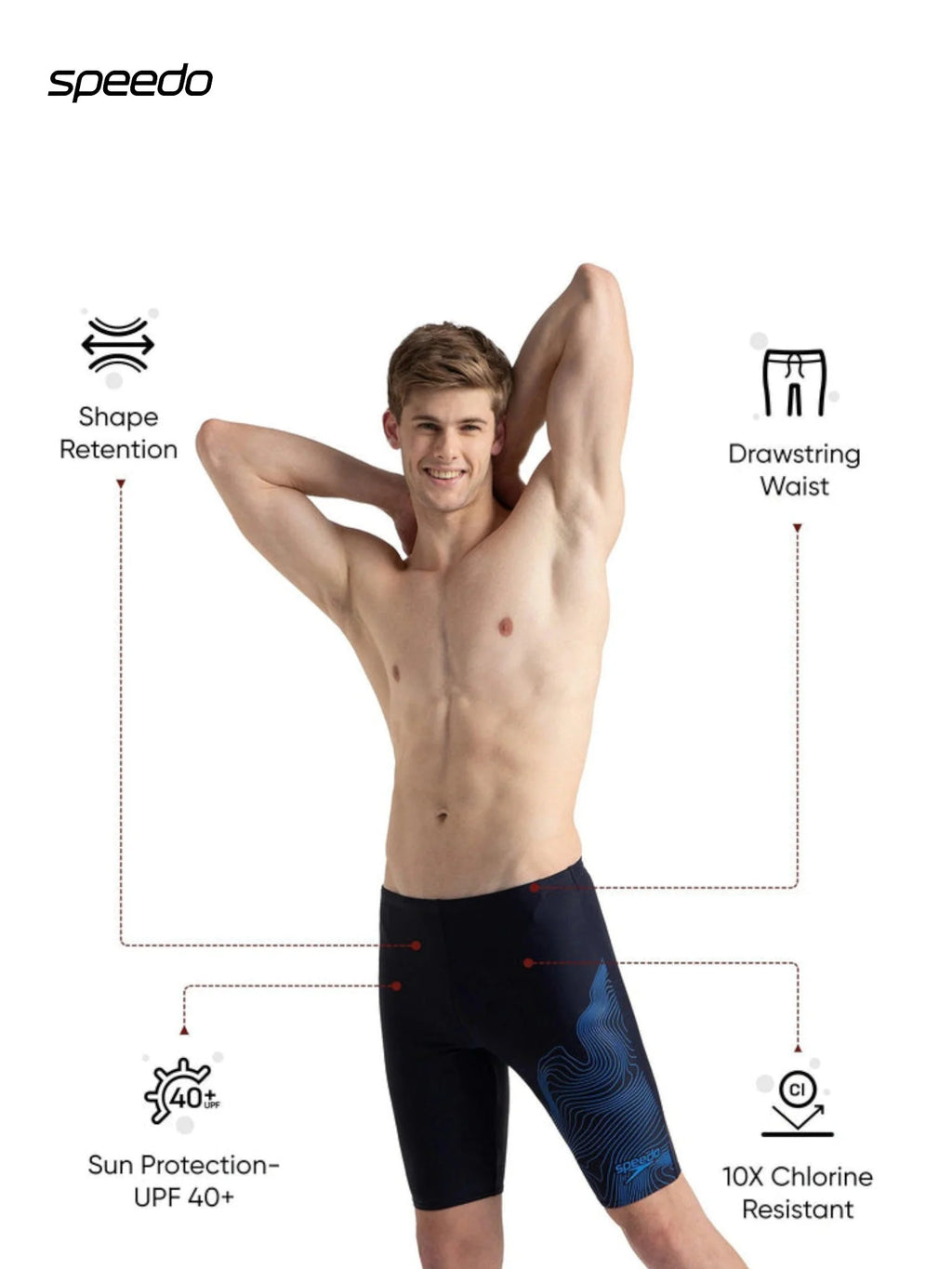 SPEEDO Men's Endurance10 Tide Print Sports Gala Logo Jammer Swimwear