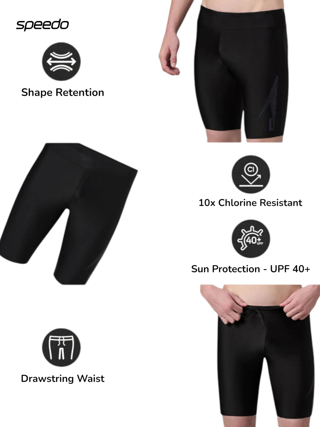 SPEEDO Men's Endurance10 printed Houston Jammer Swimwear - Black