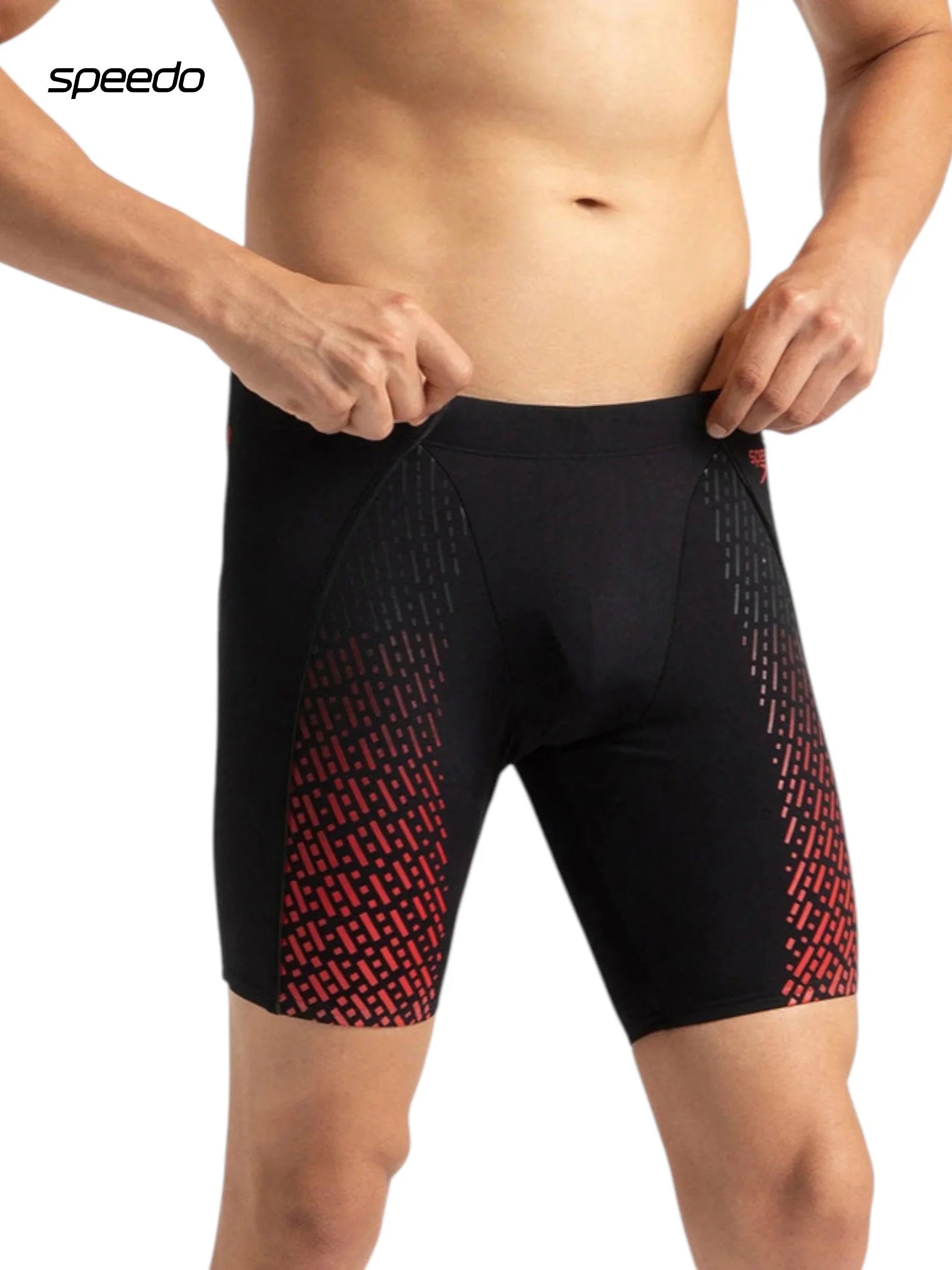 SPEEDO Men's Endurance+ Eco End+ Mid Jammer Swimwear - Black/Fed Red