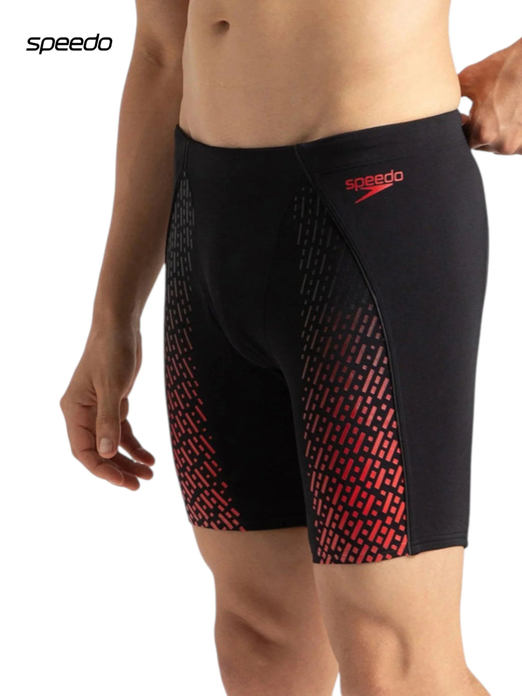SPEEDO Men's Endurance+ Eco End+ Mid Jammer Swimwear - Black/Fed Red