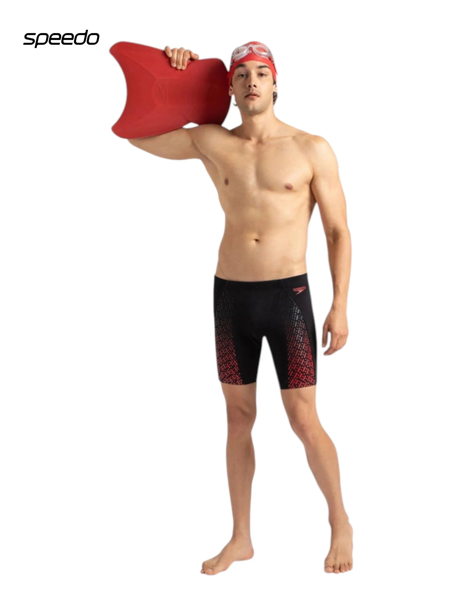 SPEEDO Men's Endurance+ Eco End+ Mid Jammer Swimwear - Black/Fed Red