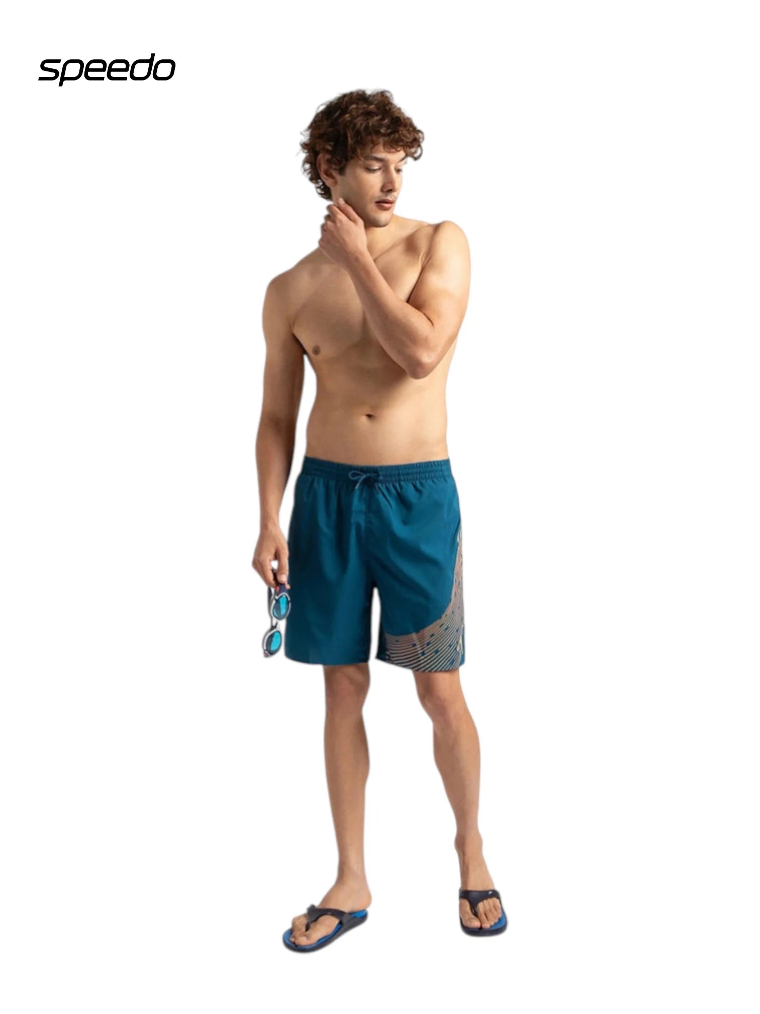 SPEEDO Men's Xpress Lite Logo Printed Watershorts - Dark Teal/Sweet Apricot