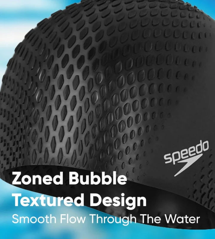SPEEDO Unisex Bubble Active+ Swimming Cap | Chlorine-Resistant & Snag-Free Swim Cap for Men & Women