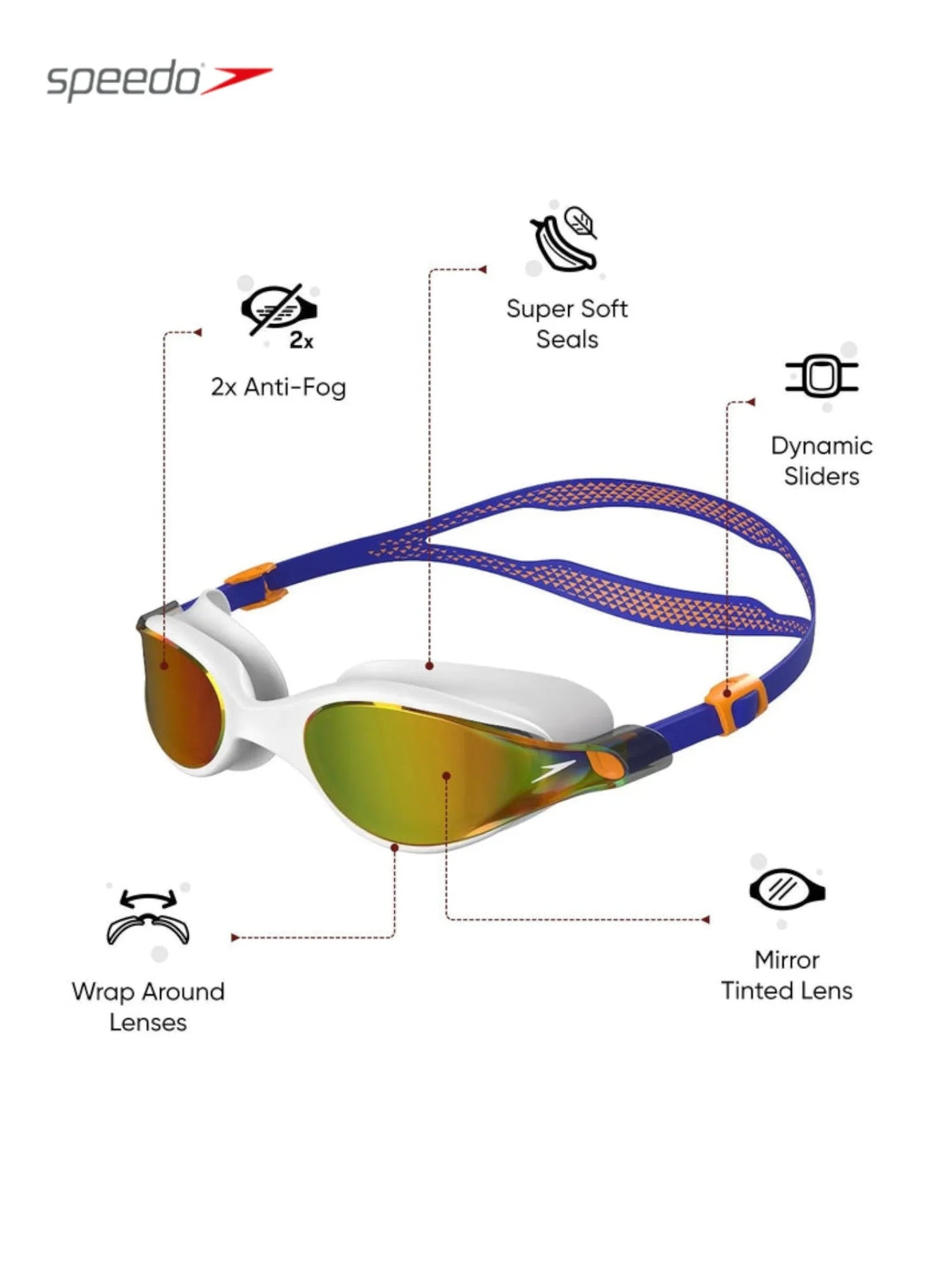 SPEEDO Vue Mirror Lens Swimming Goggles