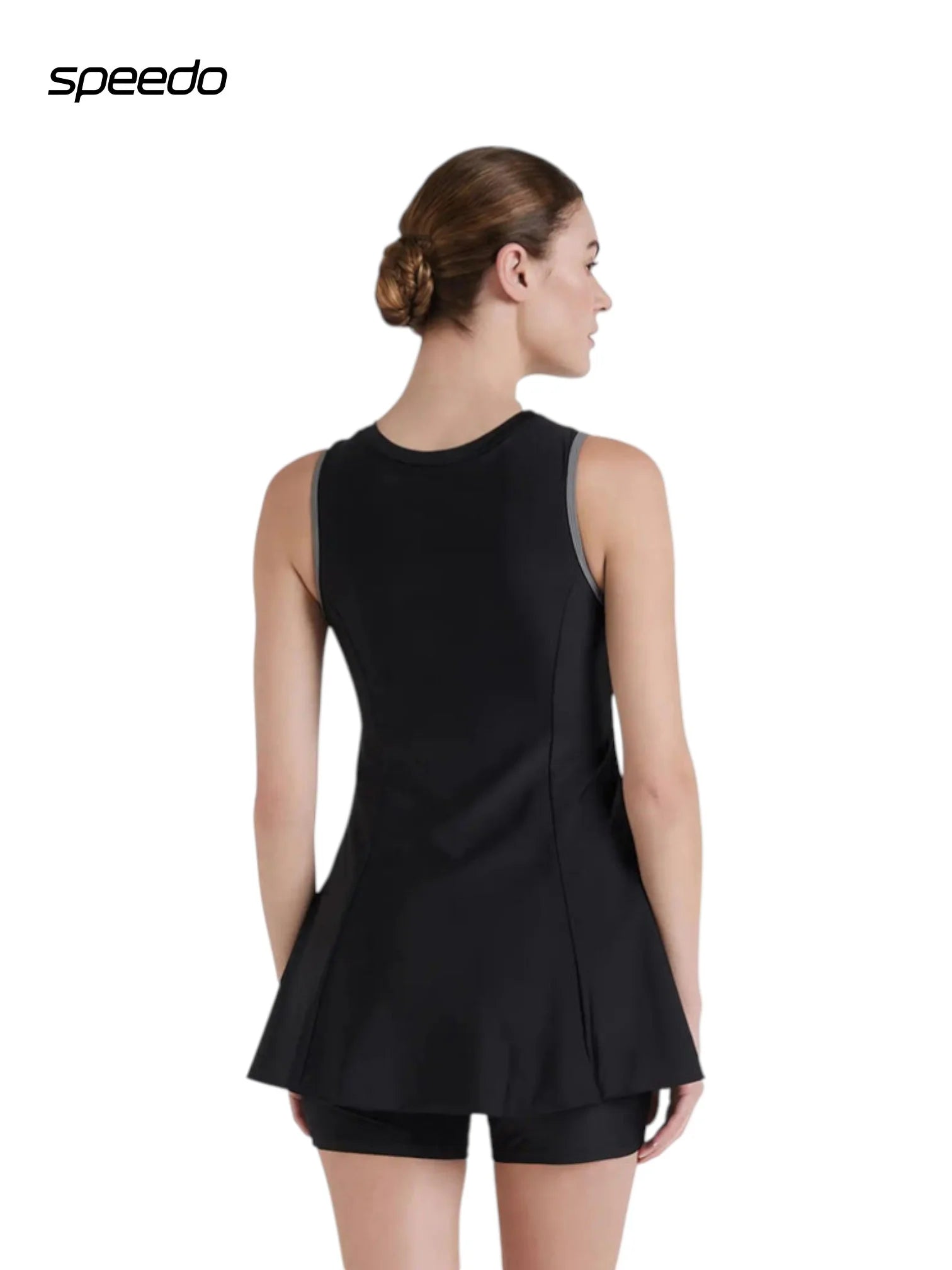 SPEEDO Women's Endurance 10 Closedback Swimdress With Boyleg - Black/Dapple Grey