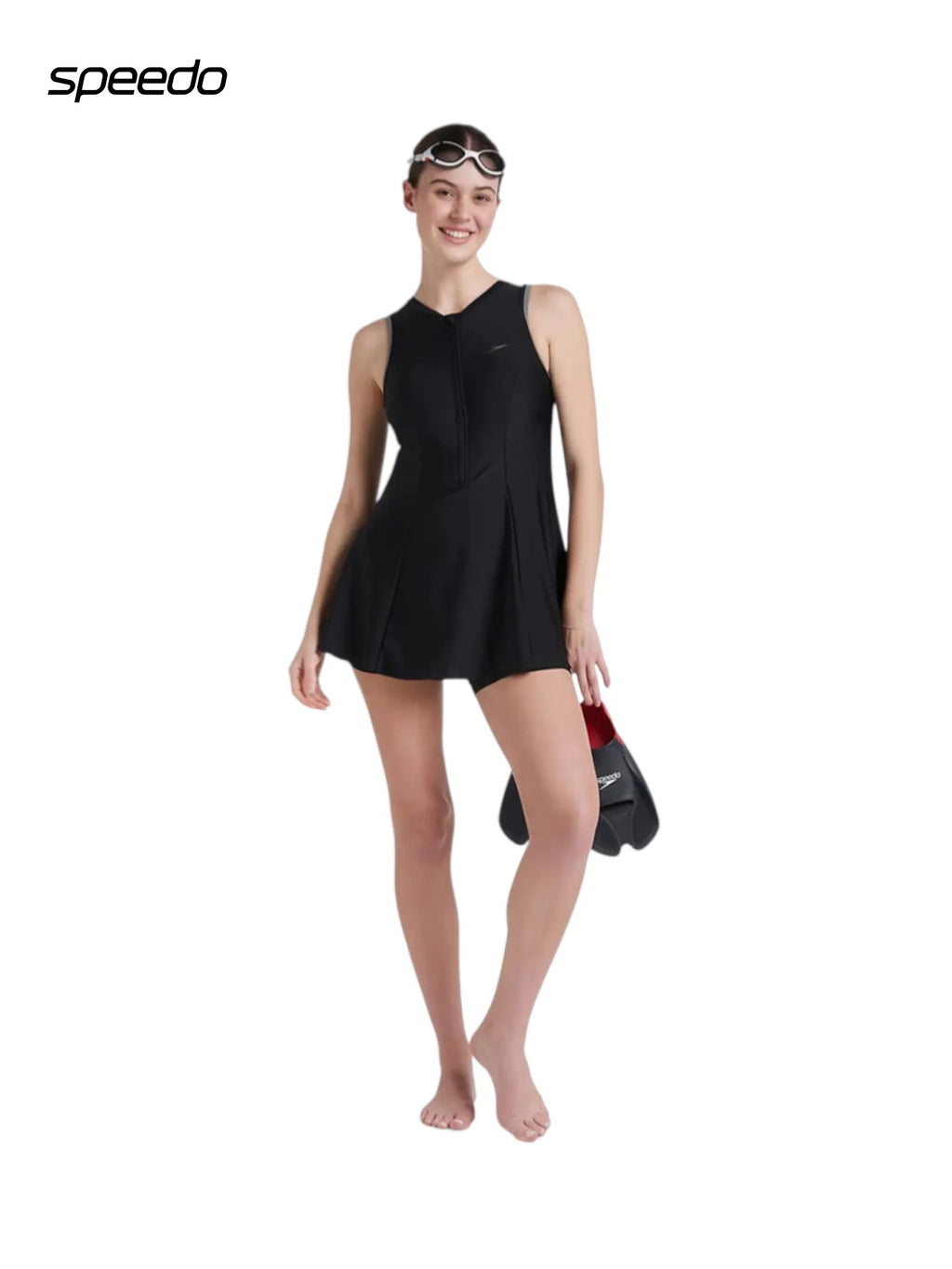 SPEEDO Women's Endurance 10 Closedback Swimdress With Boyleg - Black/Dapple Grey