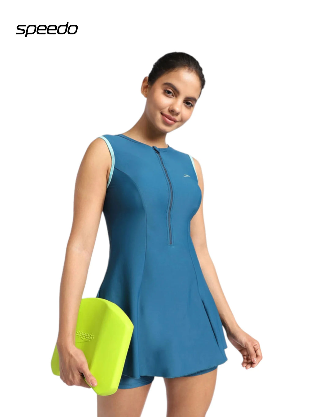 SPEEDO Women's Endurance 10 Closedback Swimdress With Boyleg - Dark teal & Marine Blue
