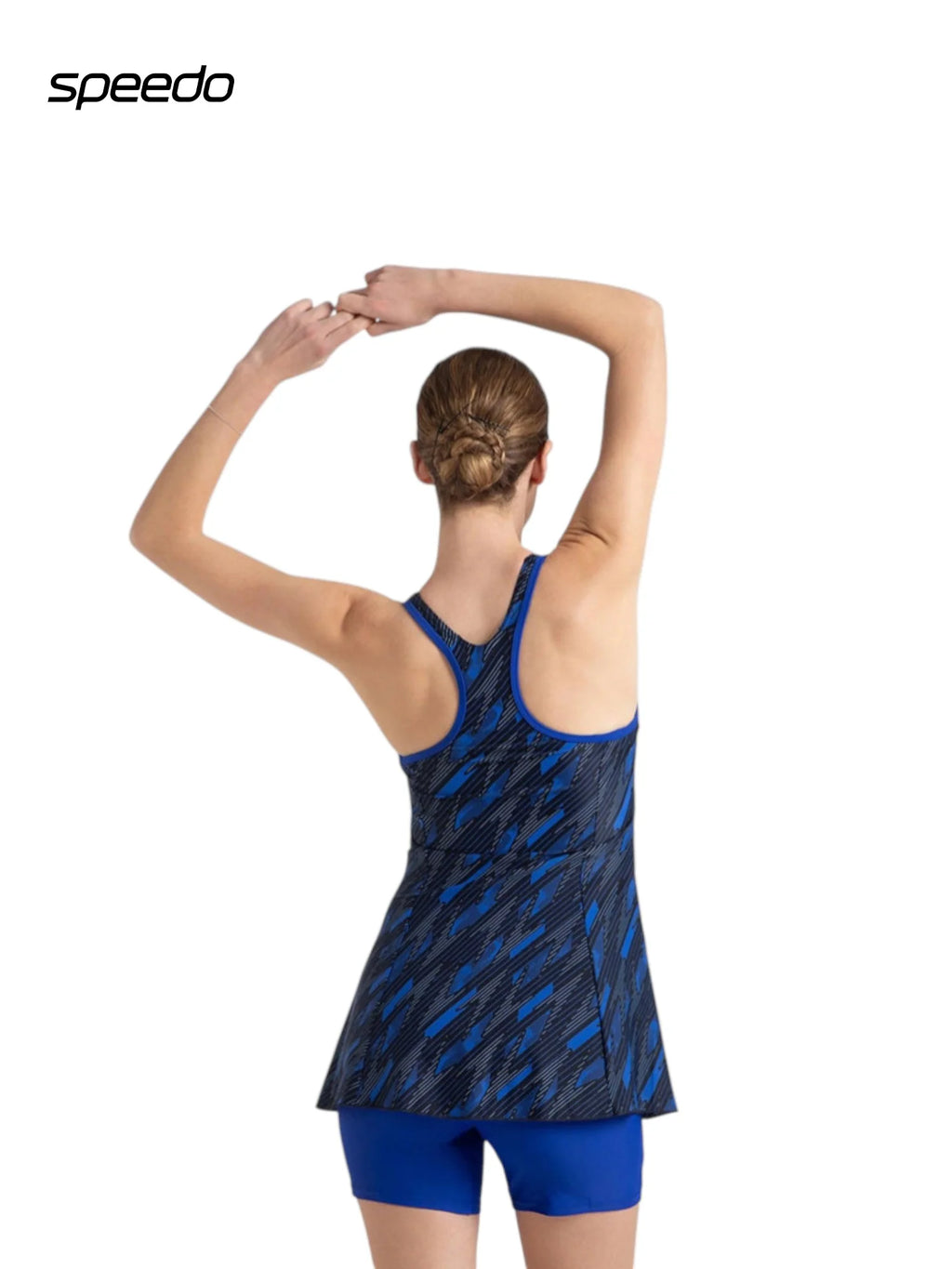 SPEEDO Women's Endurance 10 Hyperboom Racerback Swimdress With Boyleg - True Navy & True Cobalt