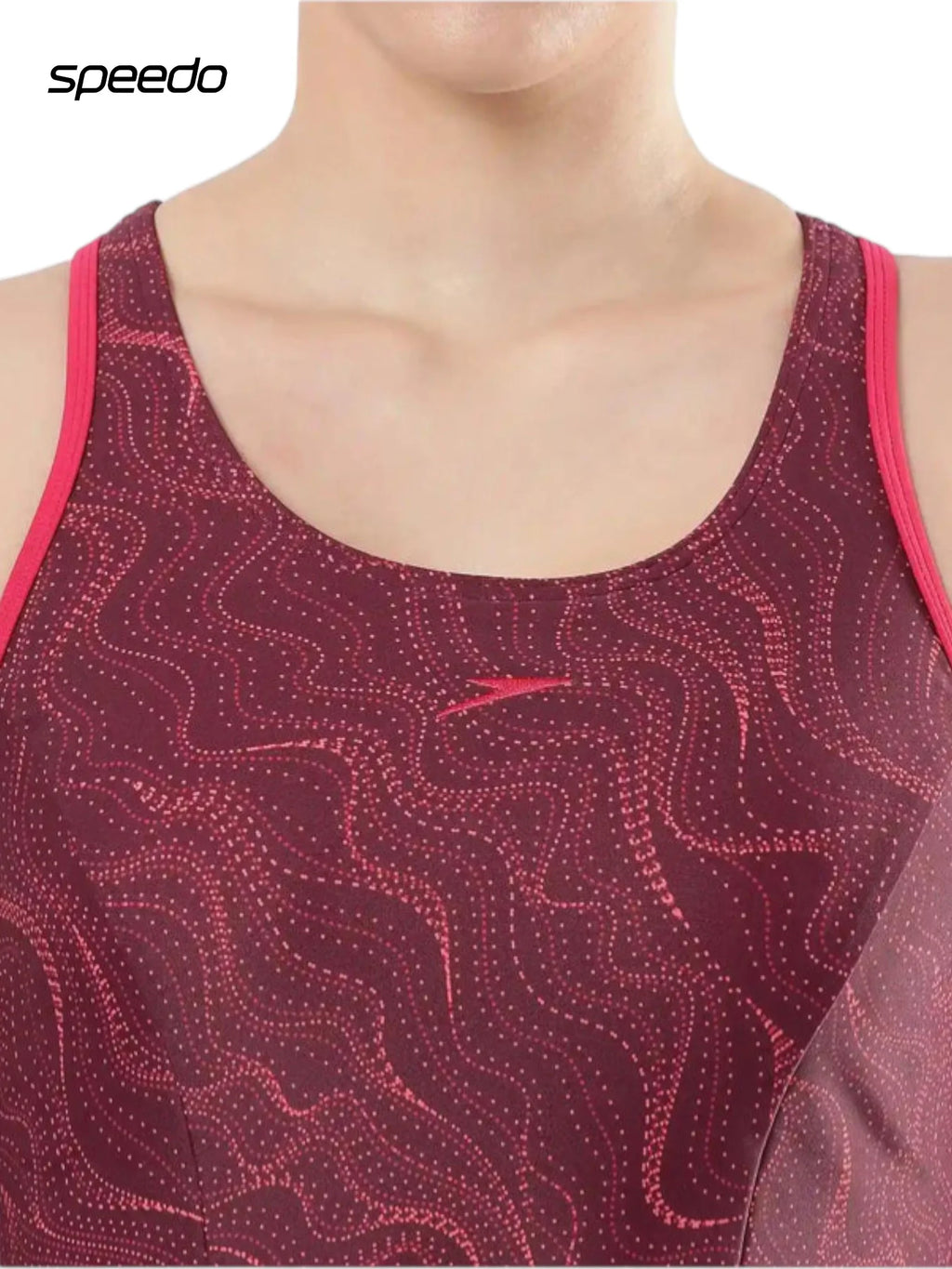 SPEEDO Women's Endurance10 Printed Racerback Swimdress With Boyleg - Deep Plum/Cherry
