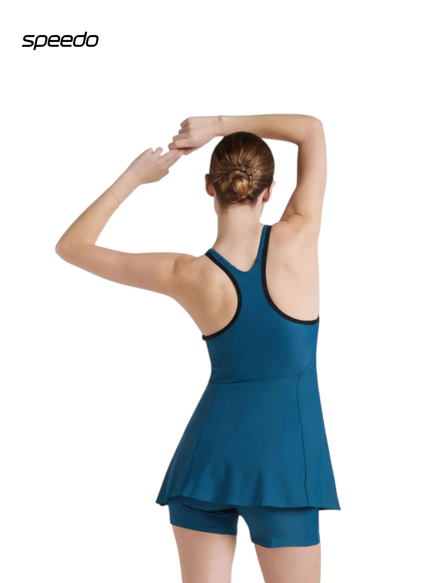 SPEEDO Women's Endurance 10 Racerback Swimdress With Boyleg - Dark Teal & Black