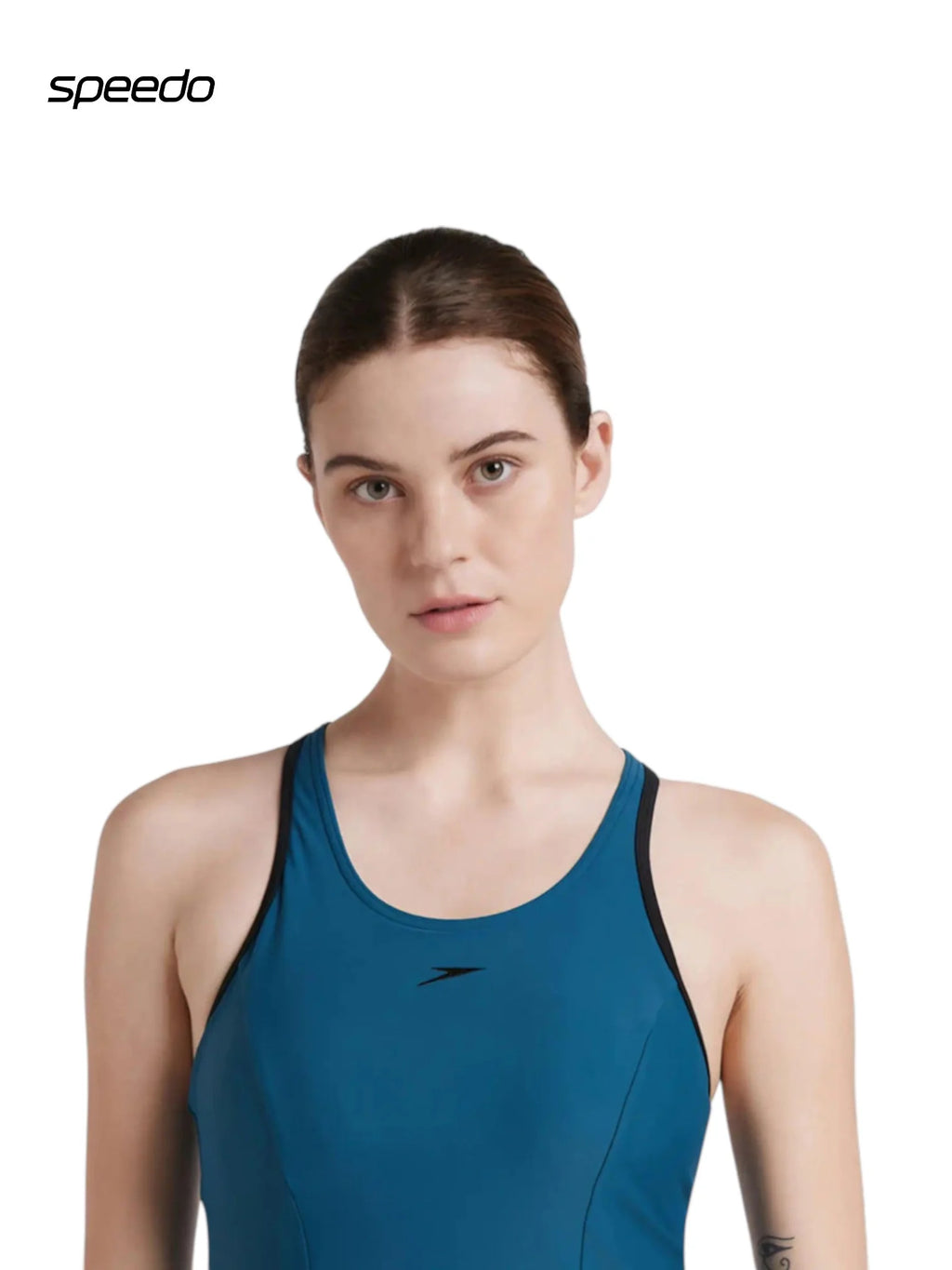 SPEEDO Women's Endurance 10 Racerback Swimdress With Boyleg - Dark Teal & Black