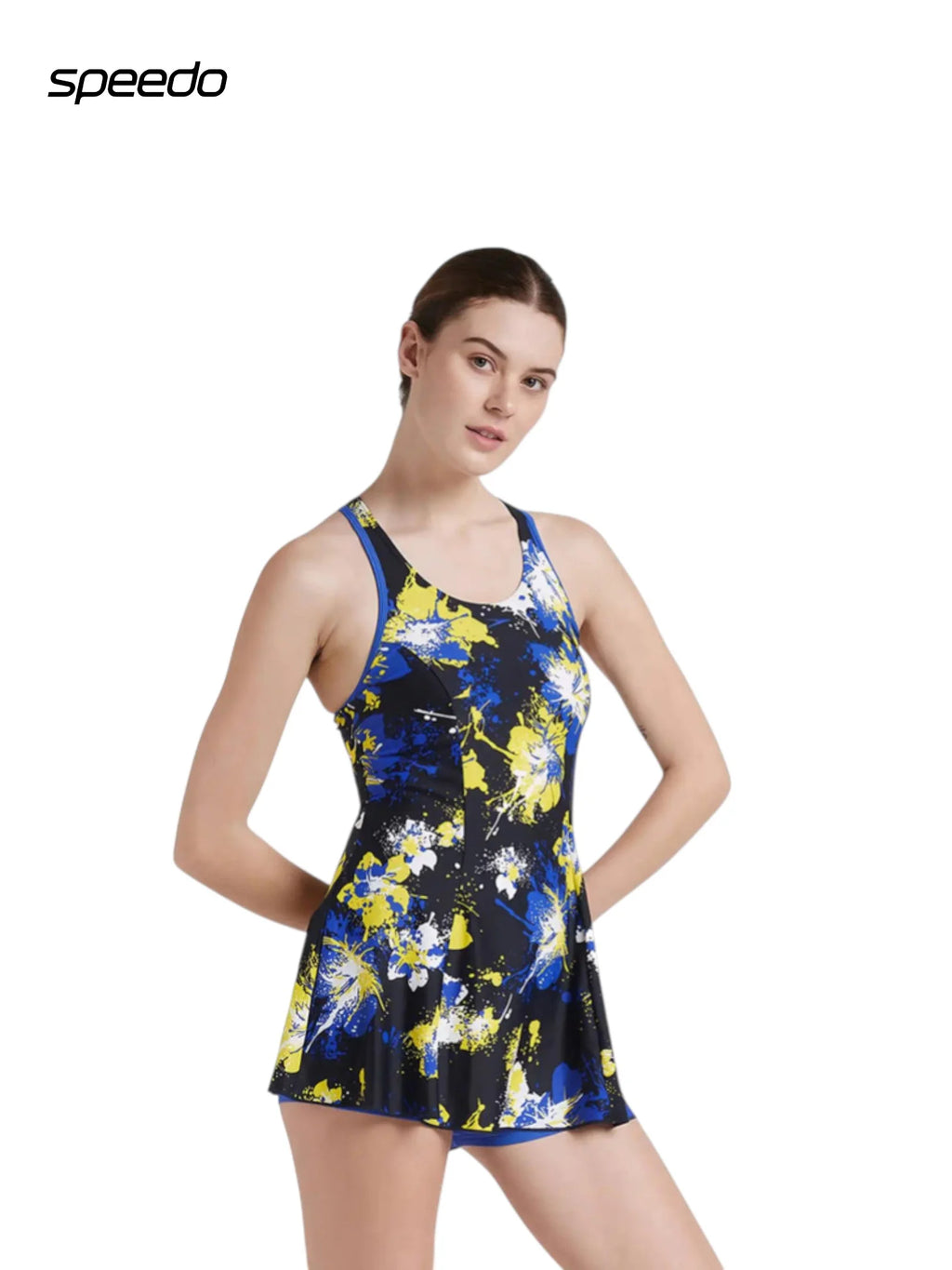 SPEEDO Women's Endurance 10 Racerback Swimdress With Boyleg - Navy & Deep Peri