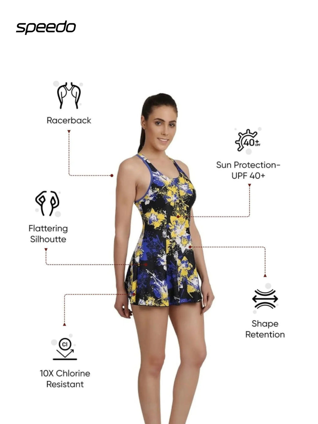 SPEEDO Women's Endurance 10 Racerback Swimdress With Boyleg - Navy & Deep Peri