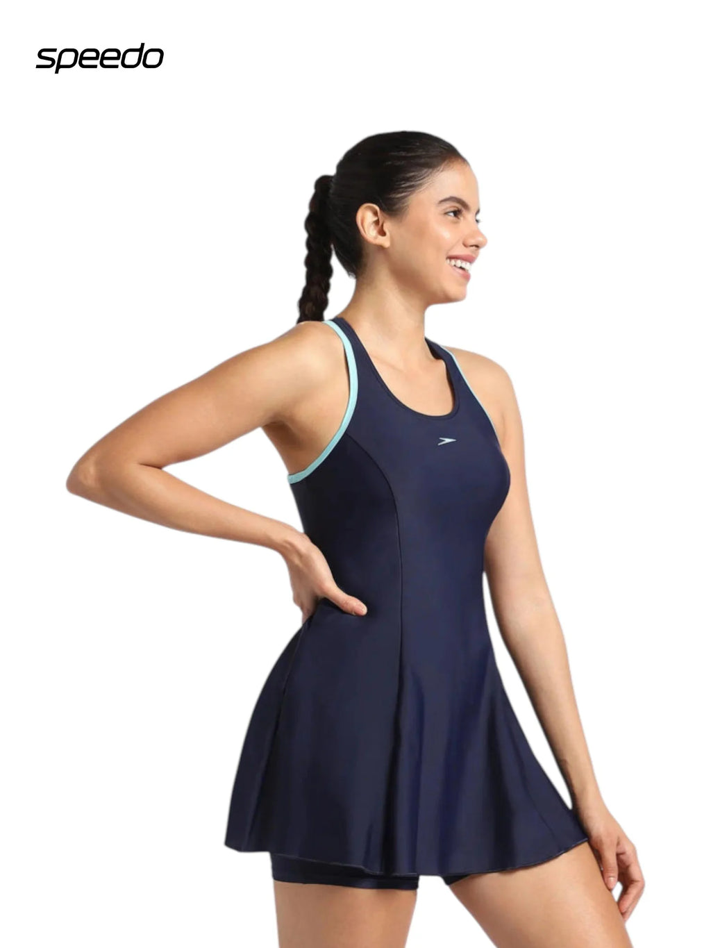 SPEEDO Women's Endurance 10 Racerback Swimdress With Boyleg - True Navy/Marine Blue