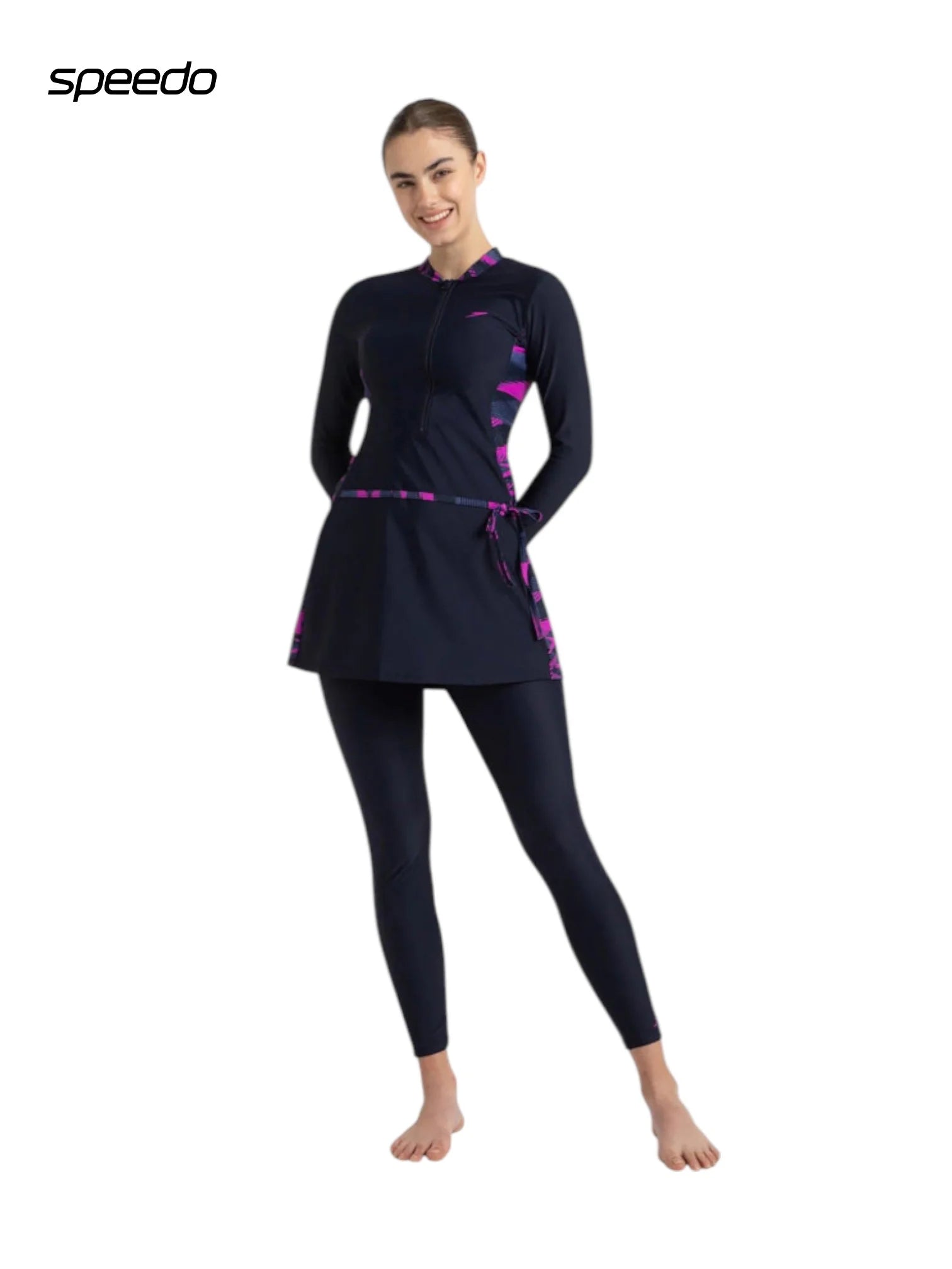 SPEEDO Women's Endurance 10 Two Piece Closedback Full Body Suit - True Navy/Hapuna Blue