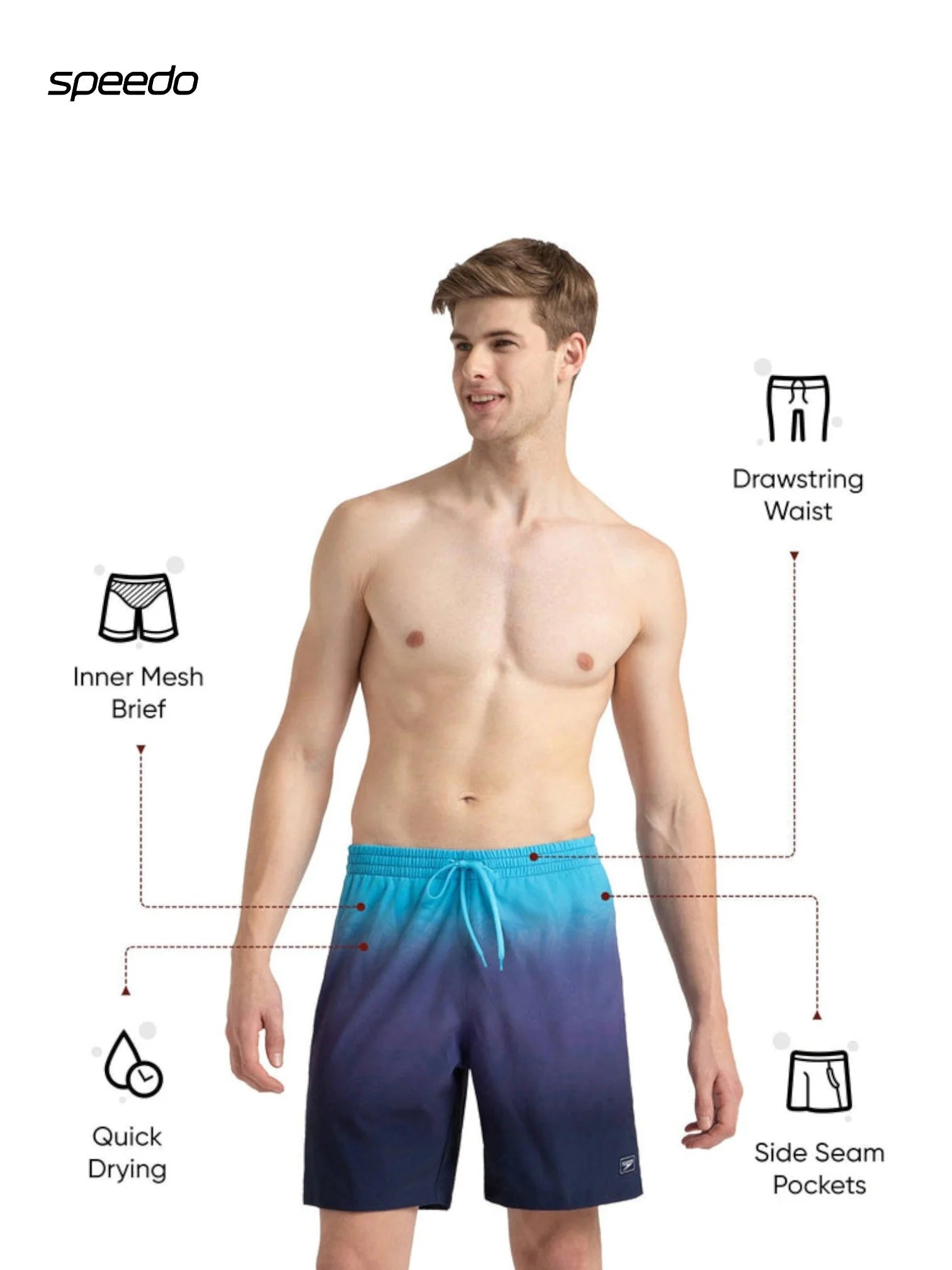 SPEEDO Men's Comfort Printed Watershorts With Side Pockets - Swell Green/Arctic Glass