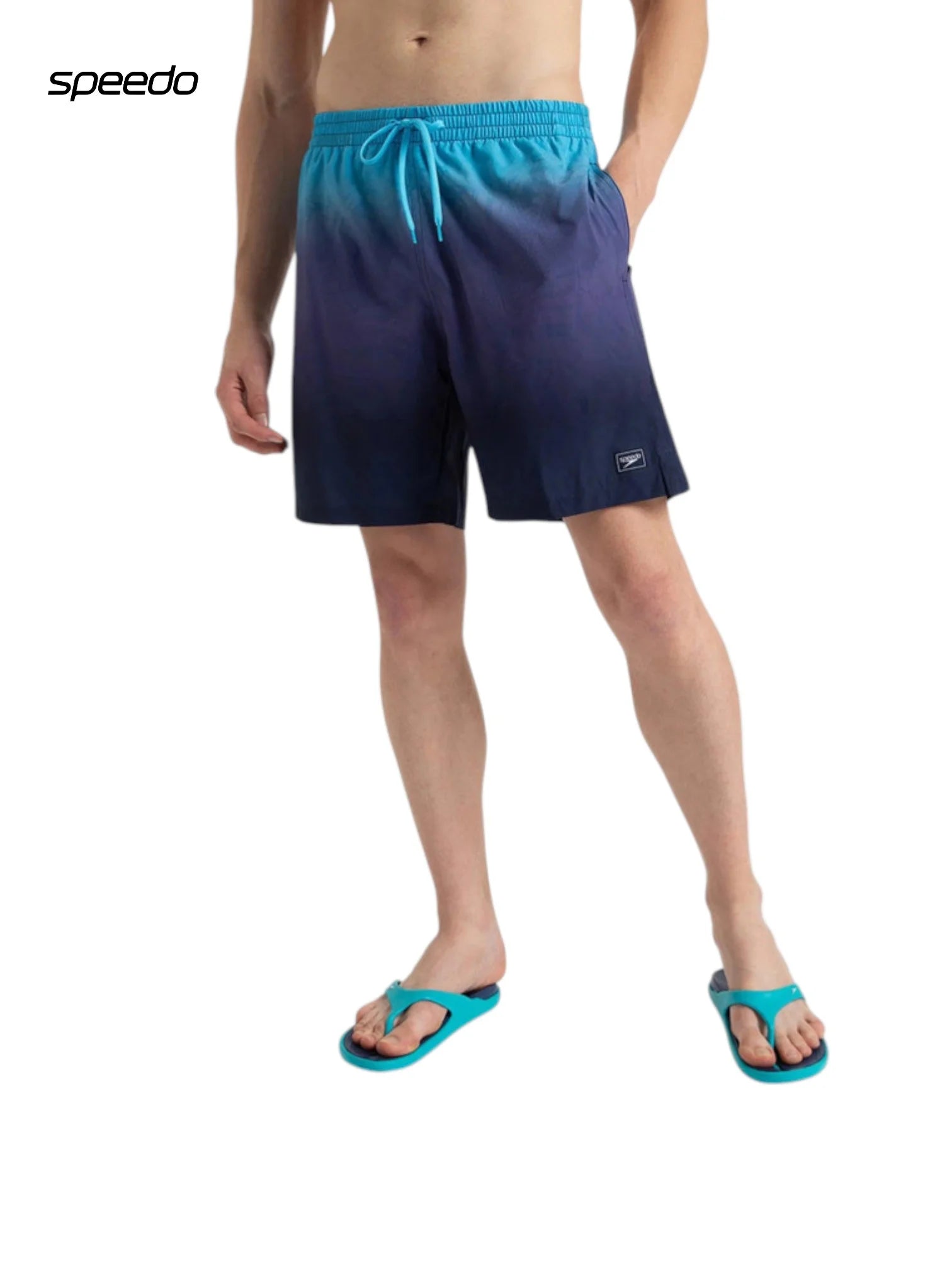 SPEEDO Men's Comfort Printed Watershorts With Side Pockets - Swell Green/Arctic Glass