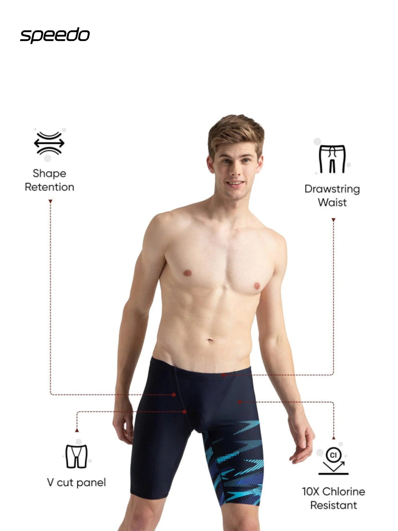 SPEEDO Men's Endurance10 Hyperboom Print V-Cut Jammer Swimwear