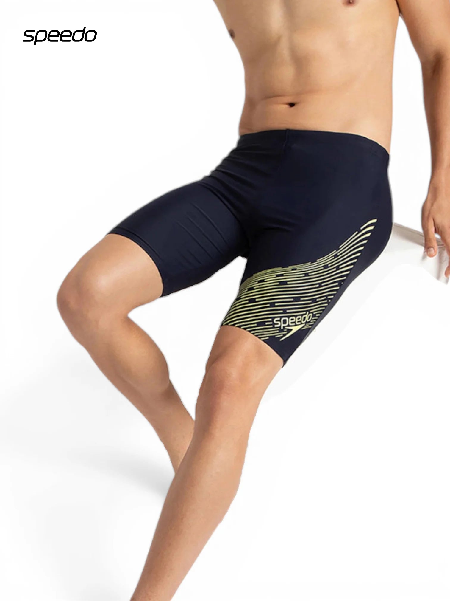 SPEEDO Men's Endurance10 Medley Logo Jammer Swimwear - True Navy/Lemondrizzle
