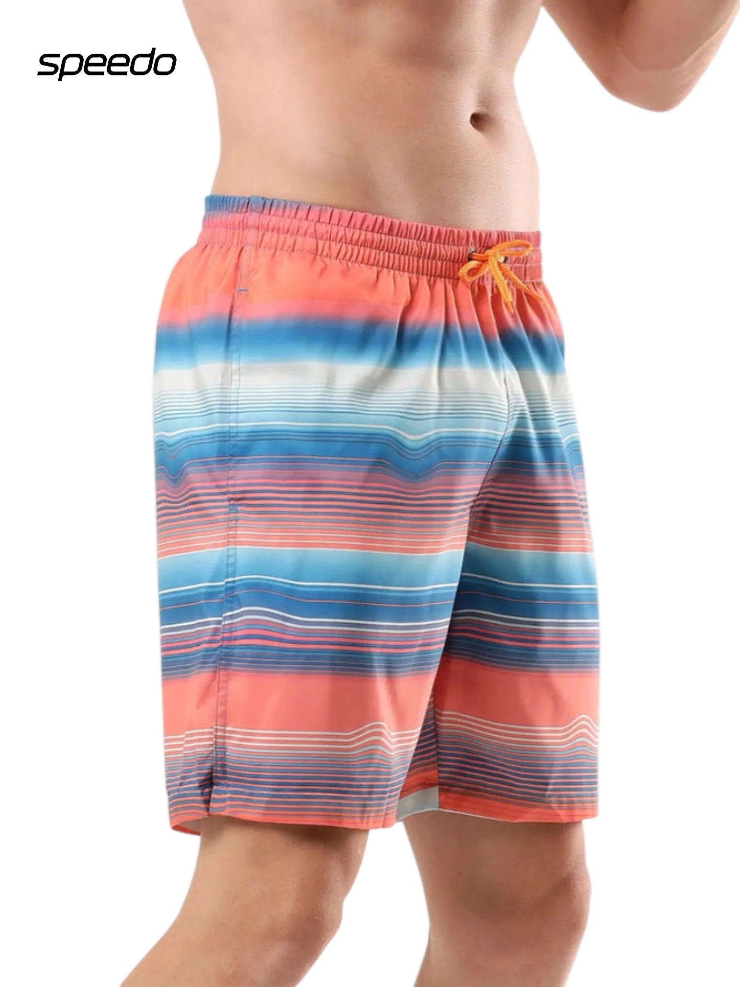SPEEDO Men's Polyster Printed Leisure Watershorts - Pumpkin Spice/Fandango Pink