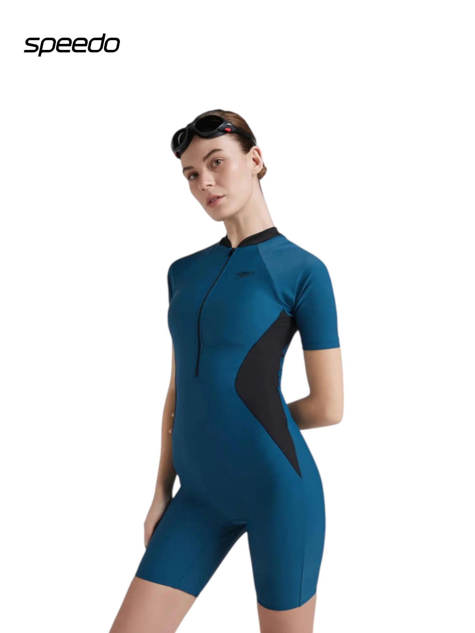 SPEEDO Women’s Endurance 10 Essential Panel Kneesuit Swimwear - Dark Teal/Black