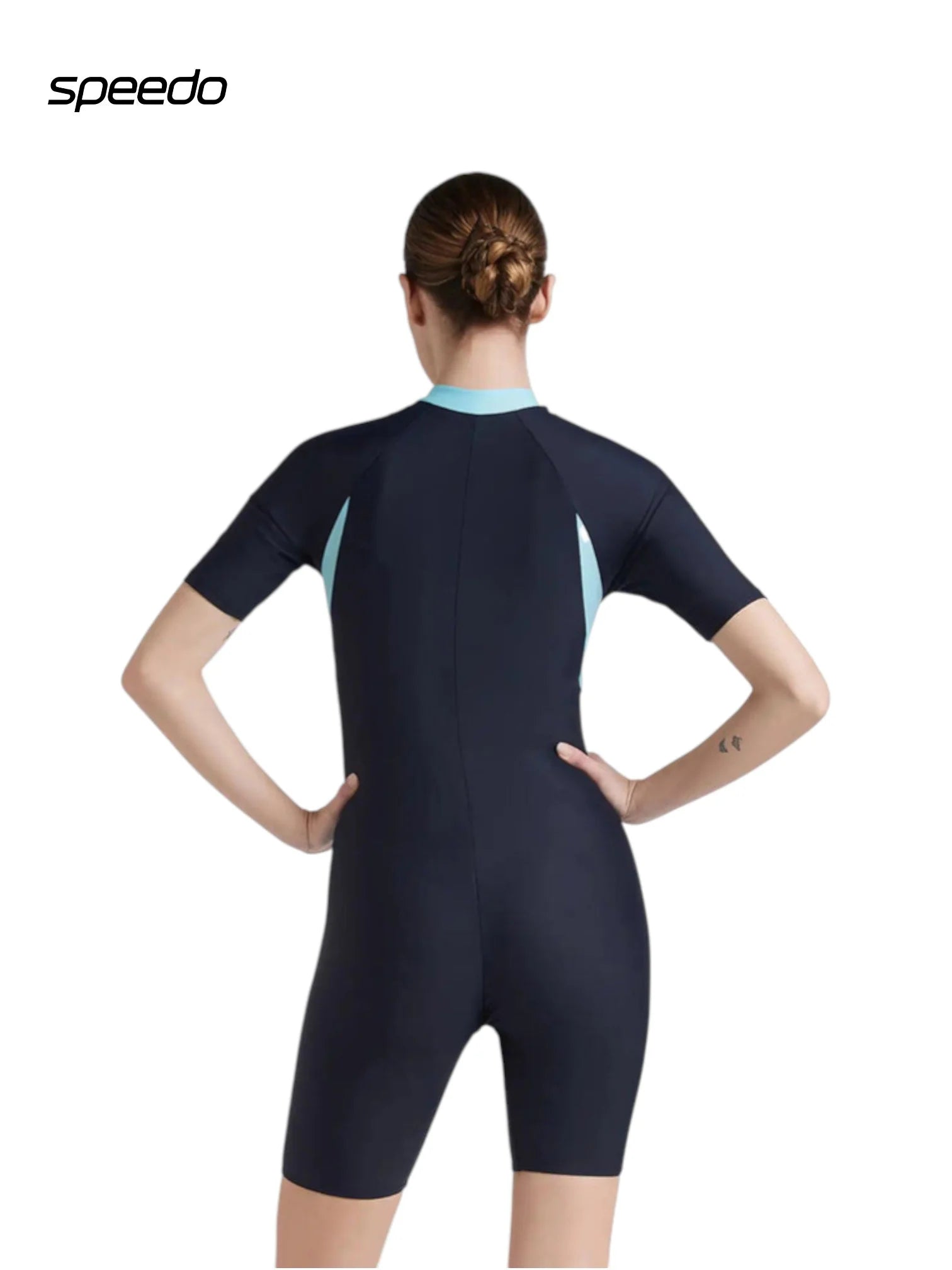 SPEEDO Women’s Endurance 10 Essential Panel Kneesuit Swimwear - True Navy & Marine Blue